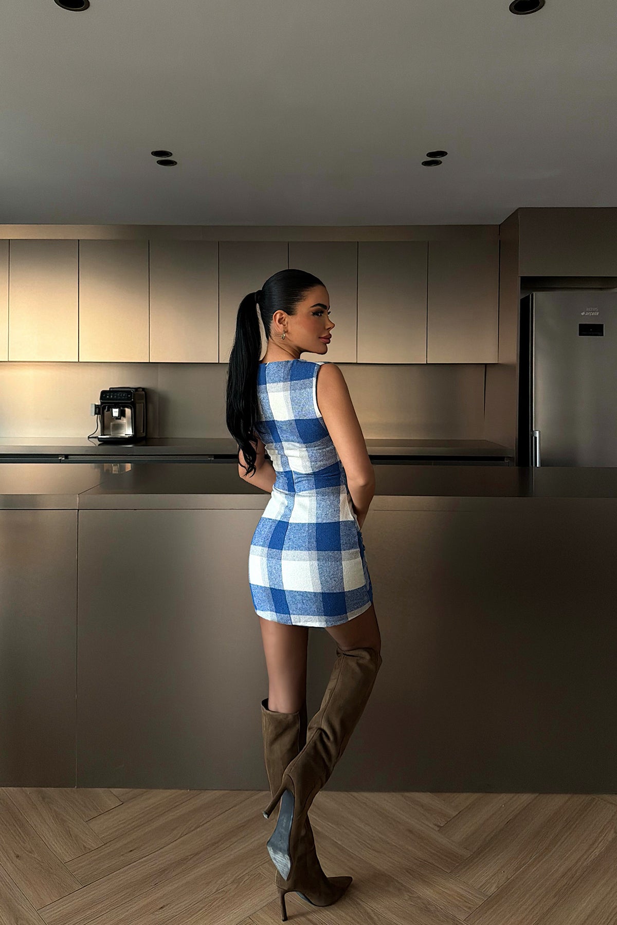 Mavi Vera Ekose Elbise ATE-4389