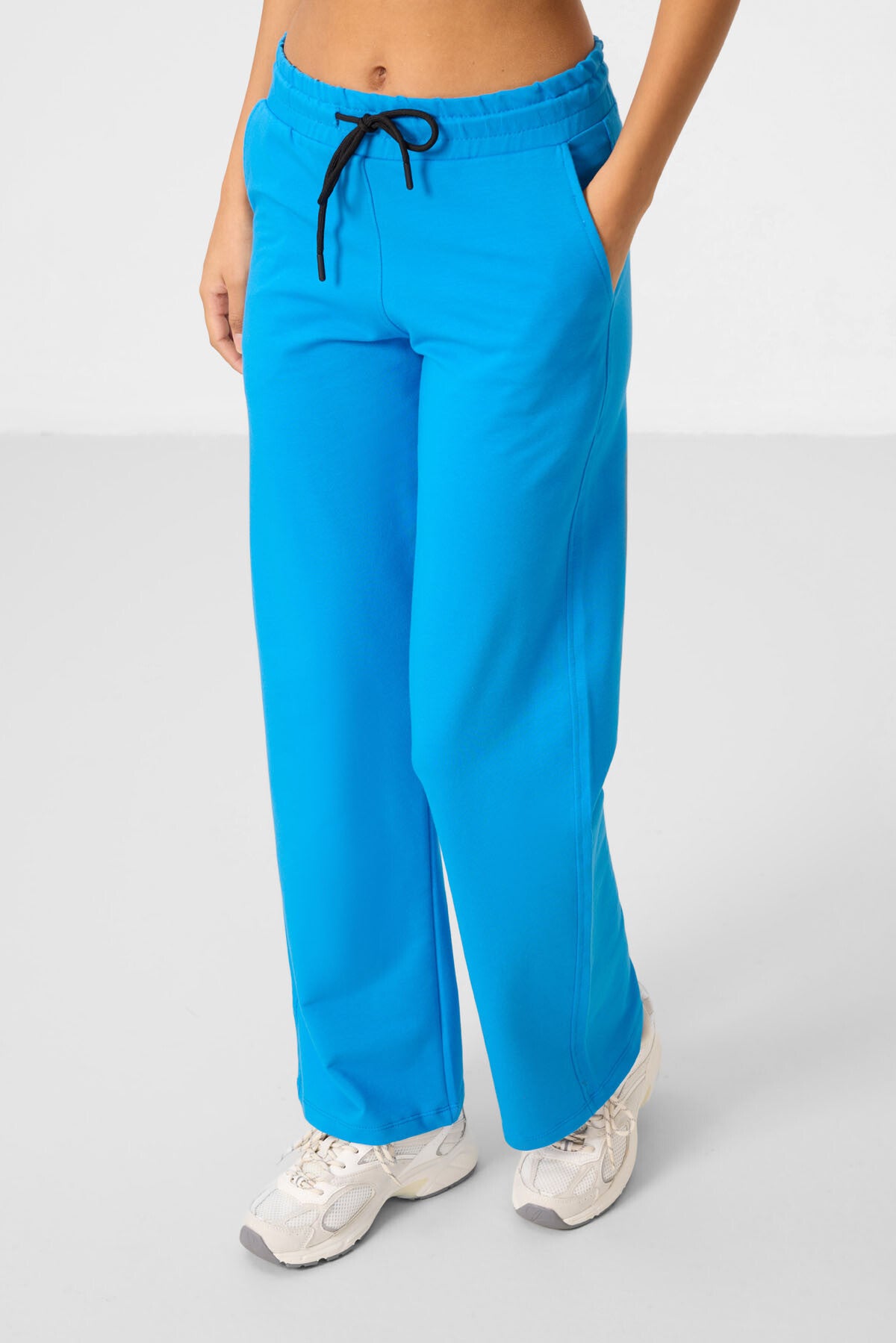 Mavi Dik Yaka Fermuarlı Pamuklu Kadın Eşofman Tunik Takım - 95346