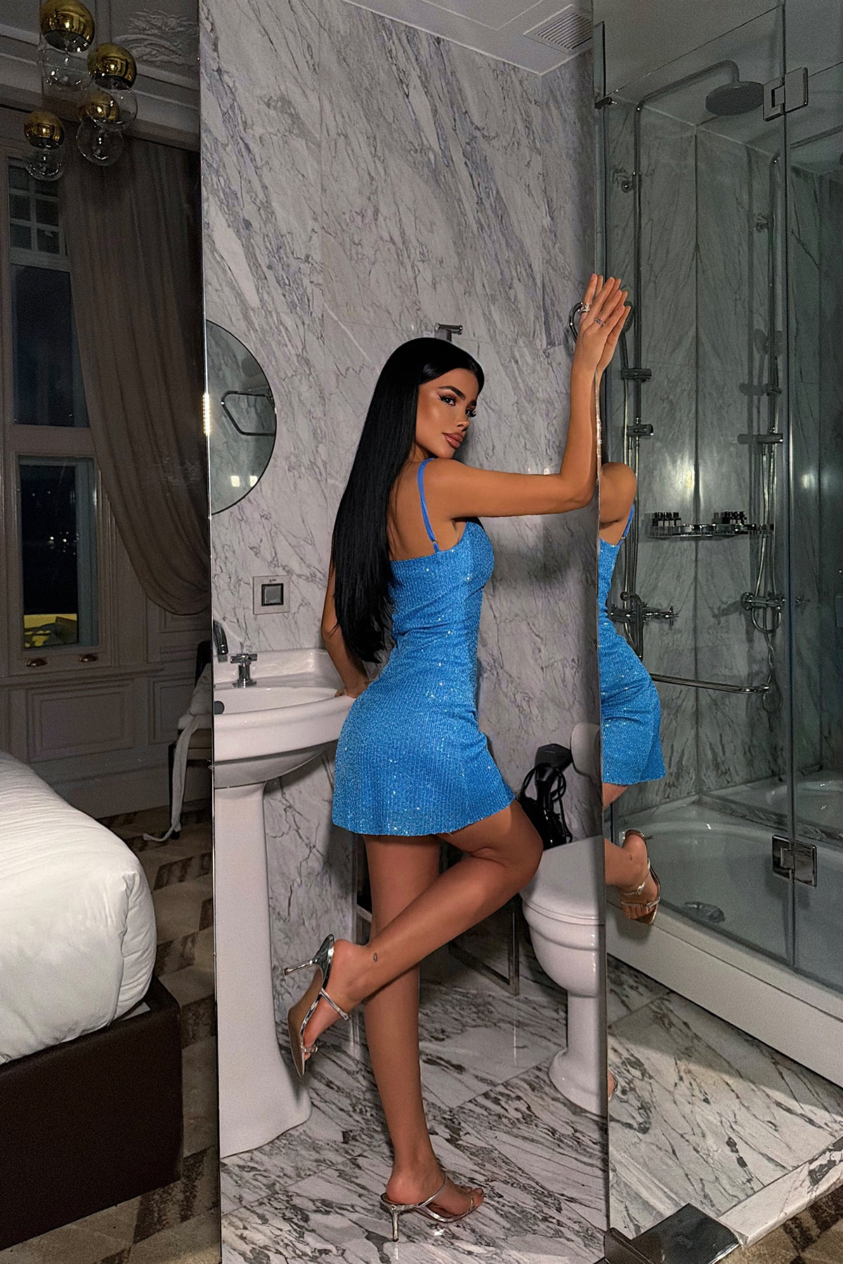 Mavi Cozhy Mini Payetli Elbise ATE-3981