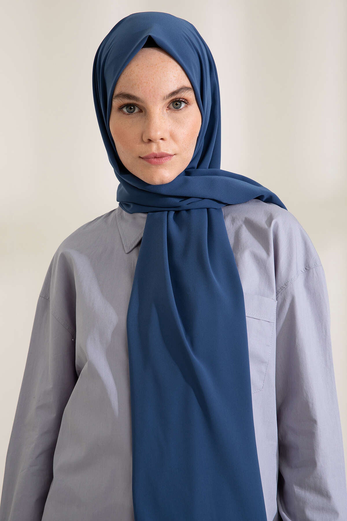 Medine İpeği Şal - İndigo