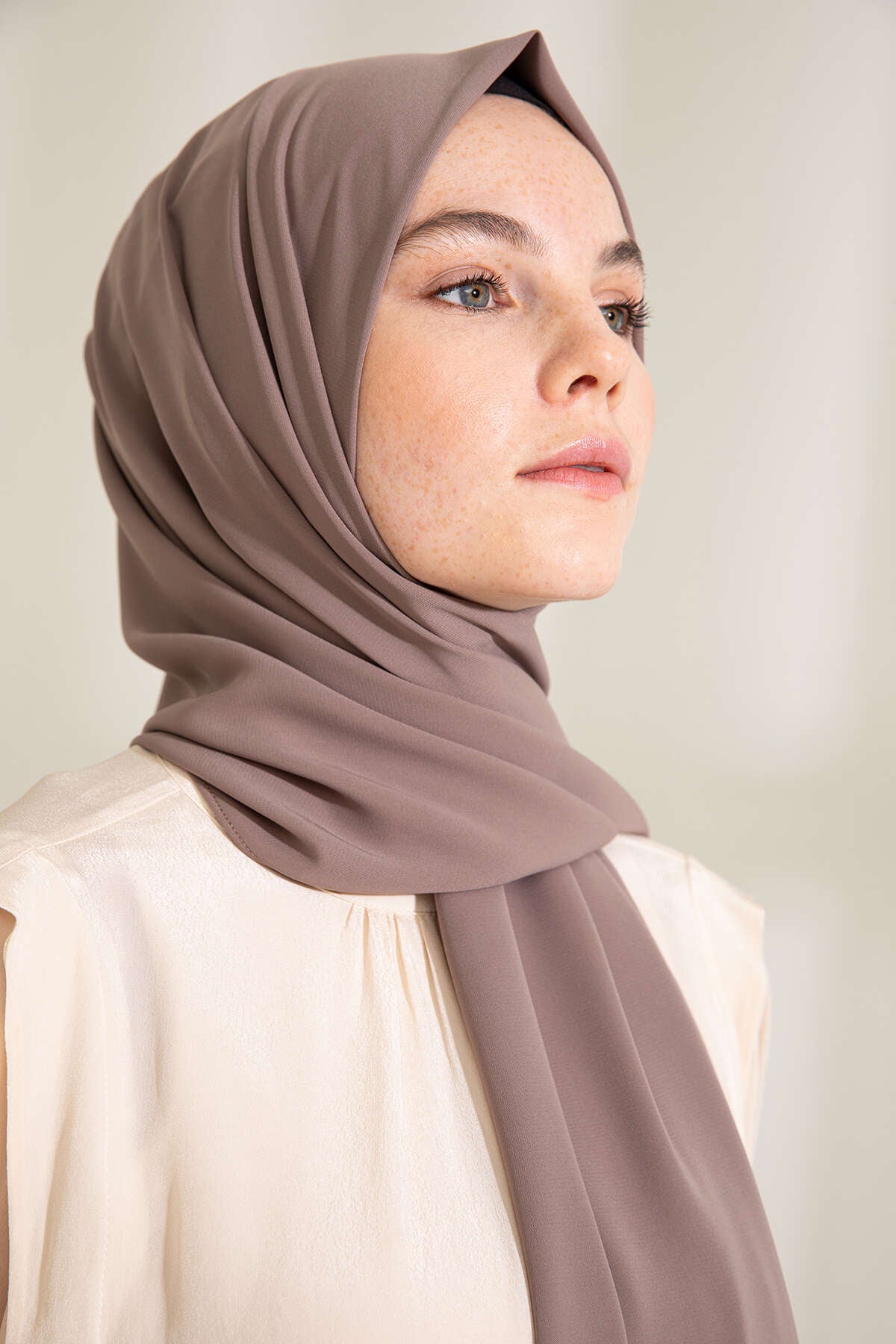 Medine İpeği Şal - Koyu Vizon