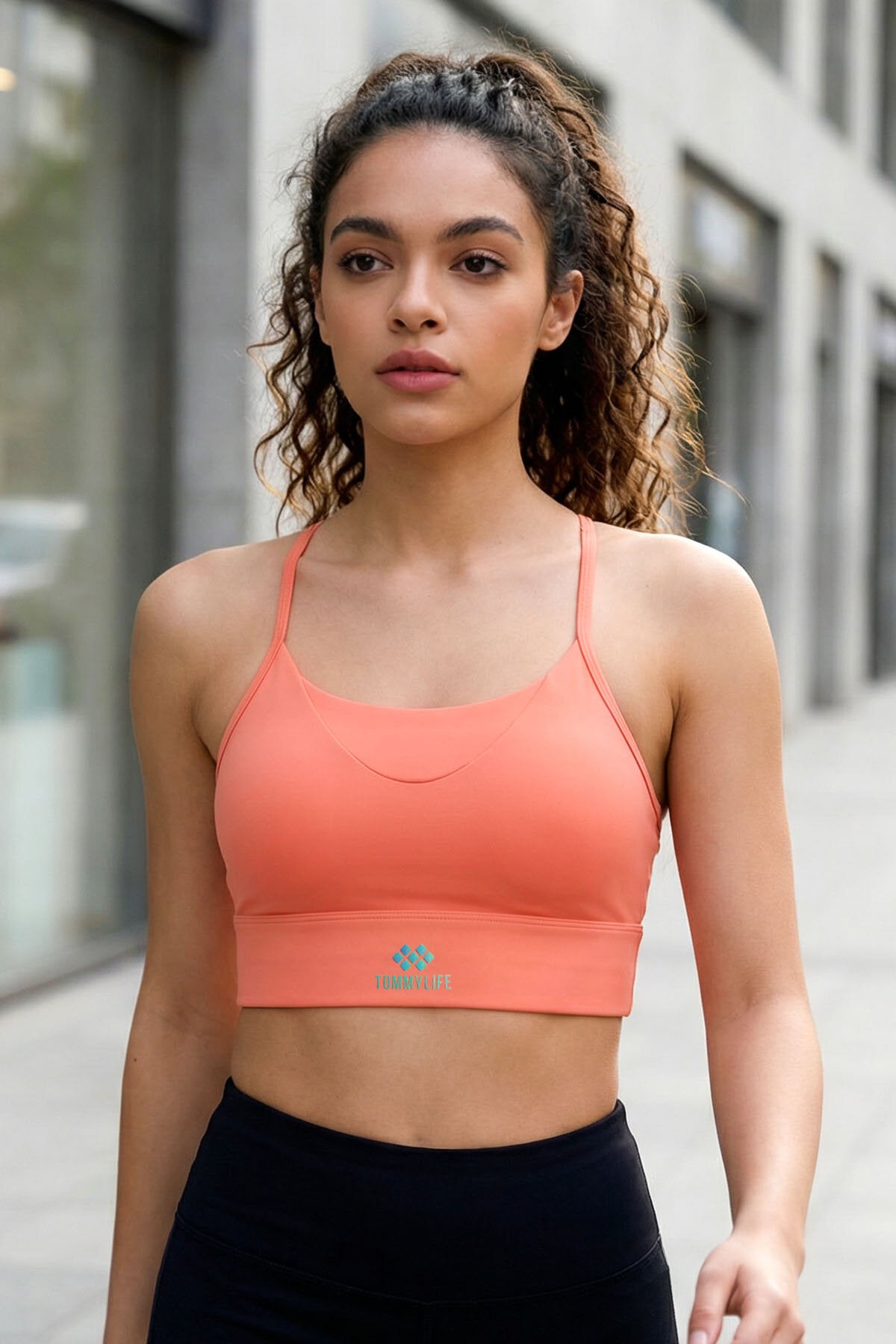 Mercan Standart Fit Baskılı Sırt Detaylı Kadın Spor Büstiyer - 97300