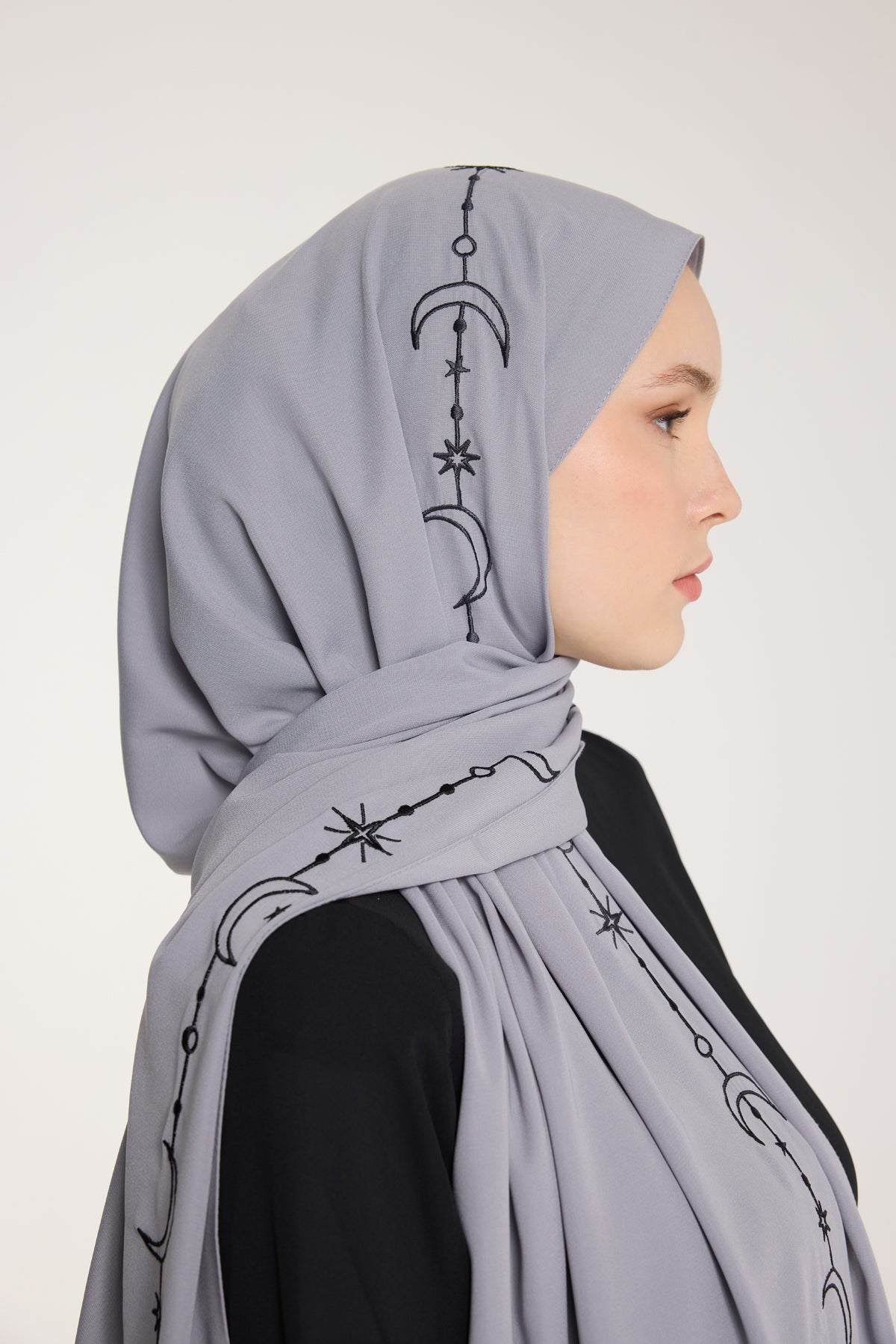 Nakış Şal - Hilal Dokuma - Gri - Siyah