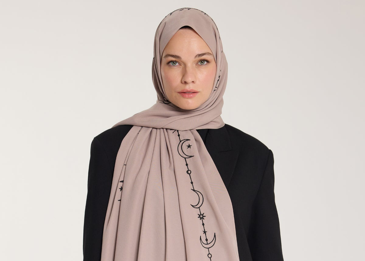 Nakış Şal - Hilal Dokuma - Vizon - Siyah