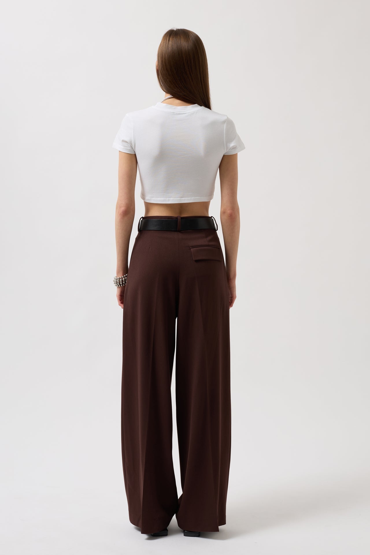 Nepo Baskılı Crop Beyaz T-Shirt