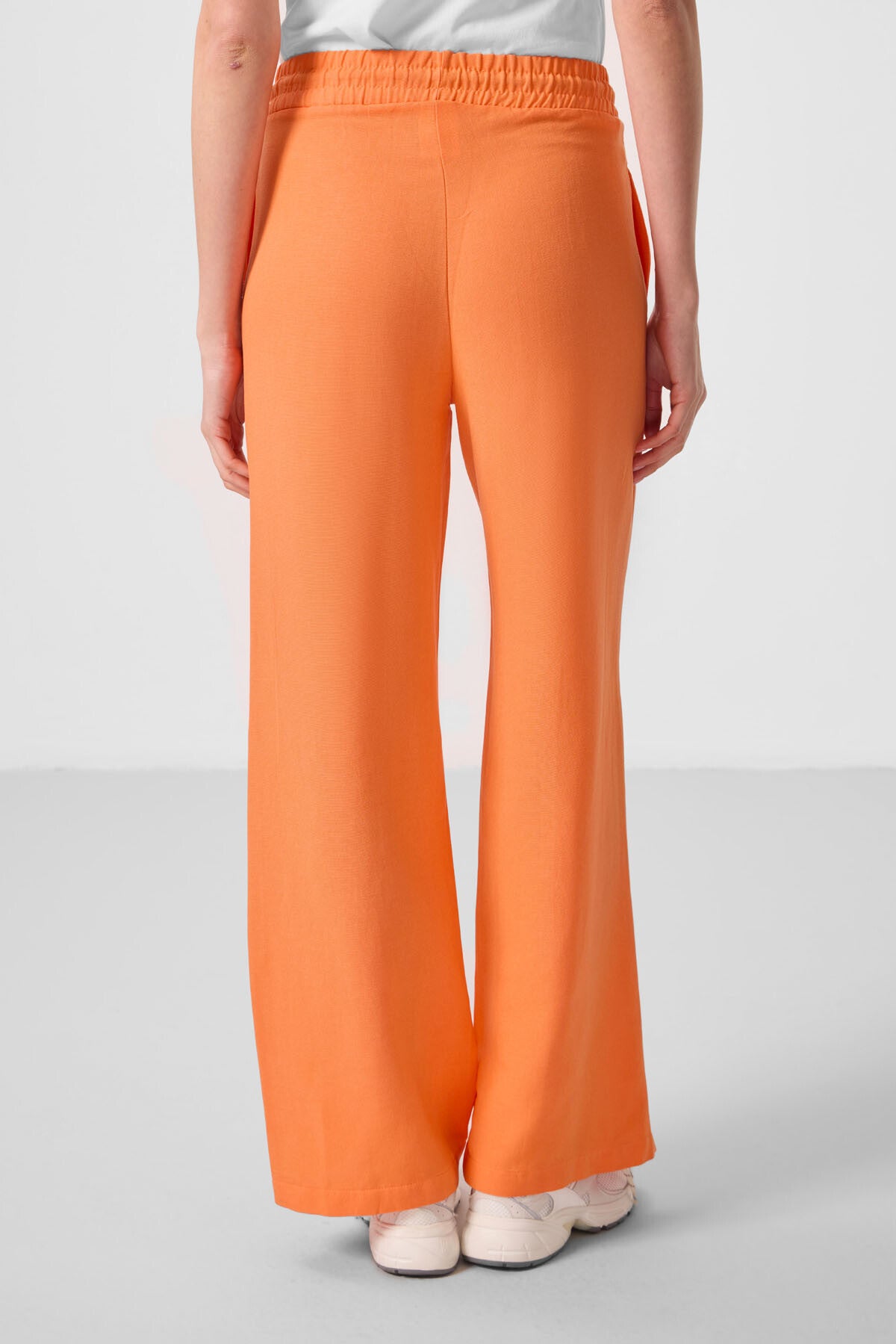 Oranj Keten Geniş Paça Rahat Form Kadın Palazzo Pantolon - 94675
