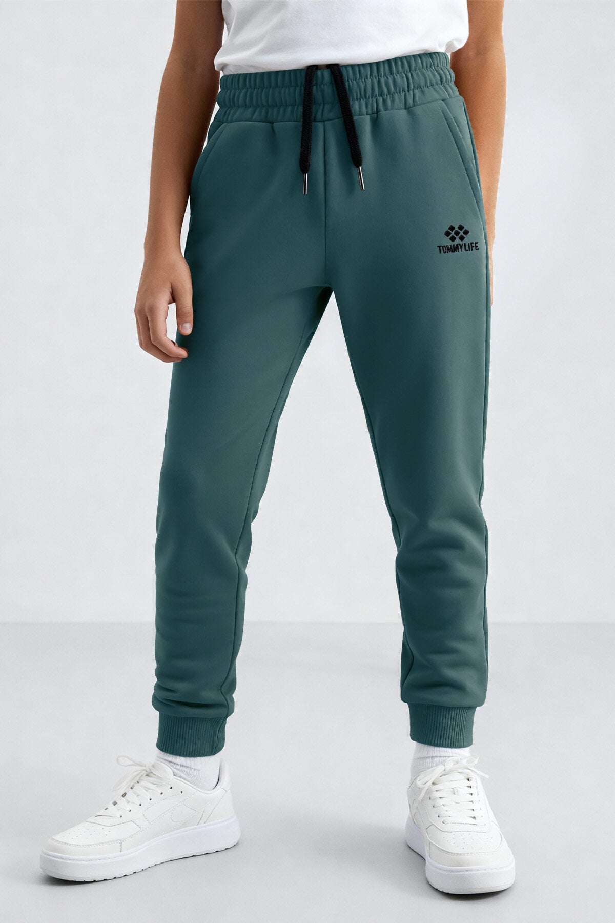 Orman Yeşili Standart Fit Manşetli İnce Erkek Çocuk Eşofman Alt - 11062