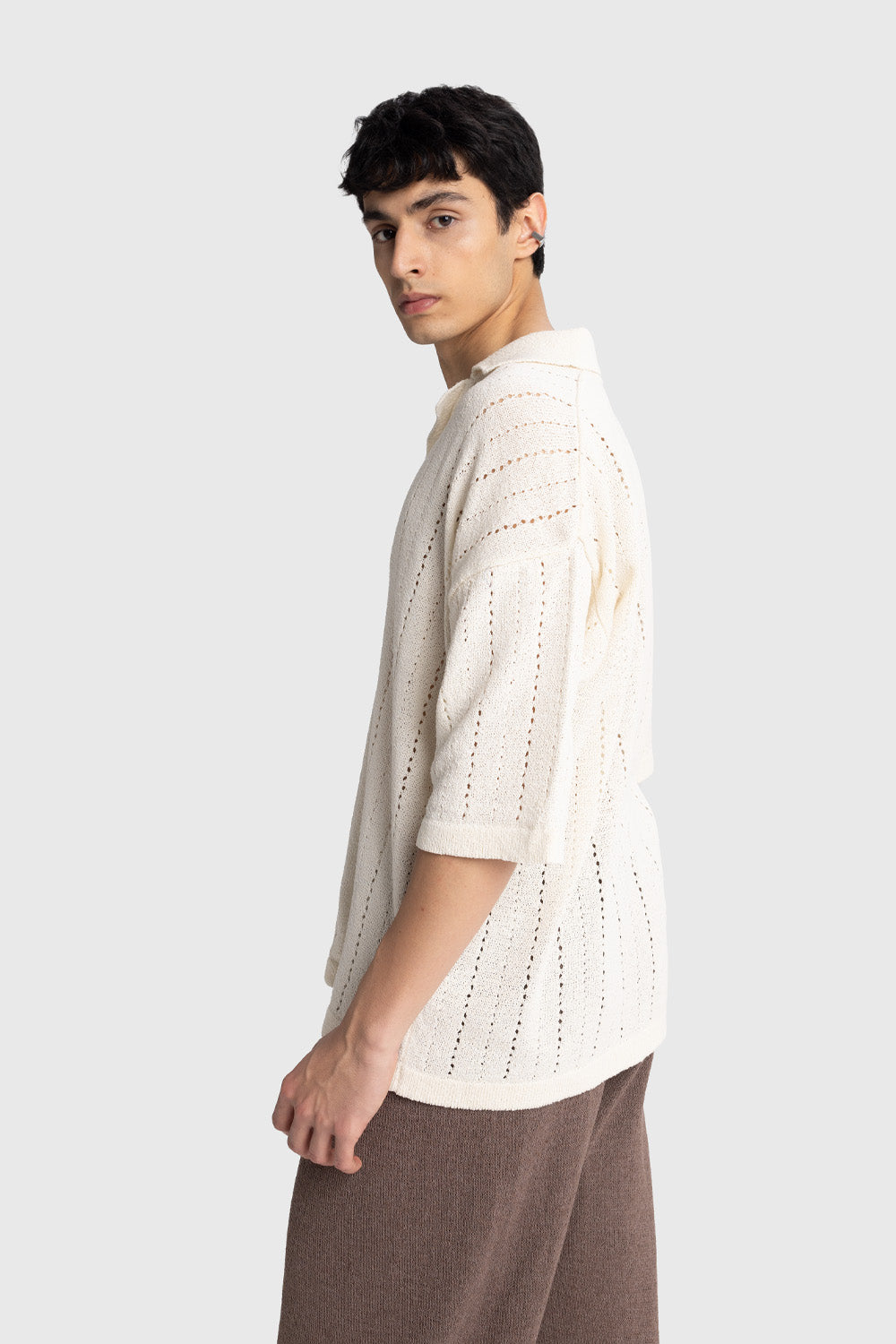 ÖRME TRIKO T-SHIRT - BEJ L