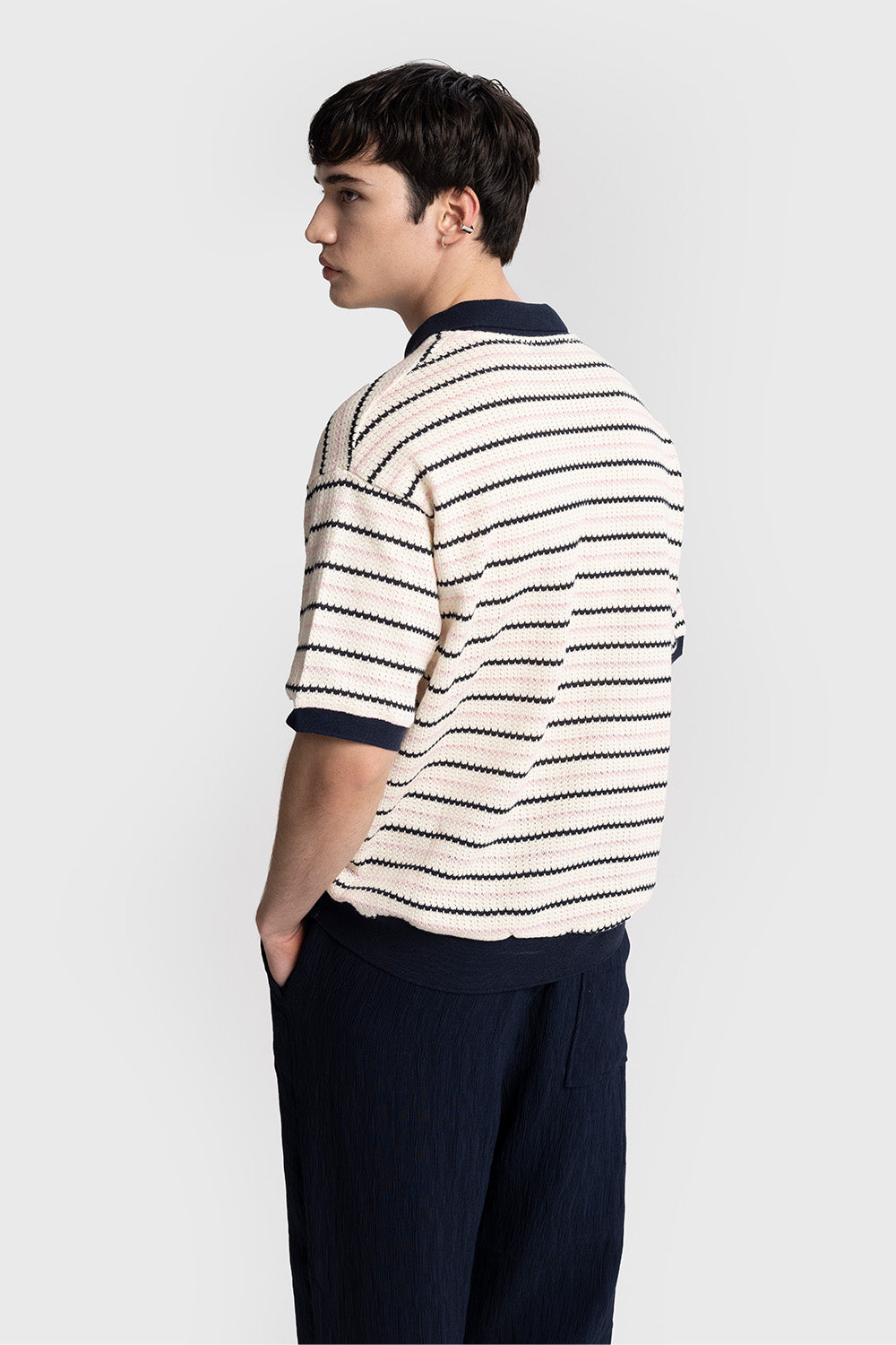 ÖRME TRIKO T-SHIRT - LACİVERT M