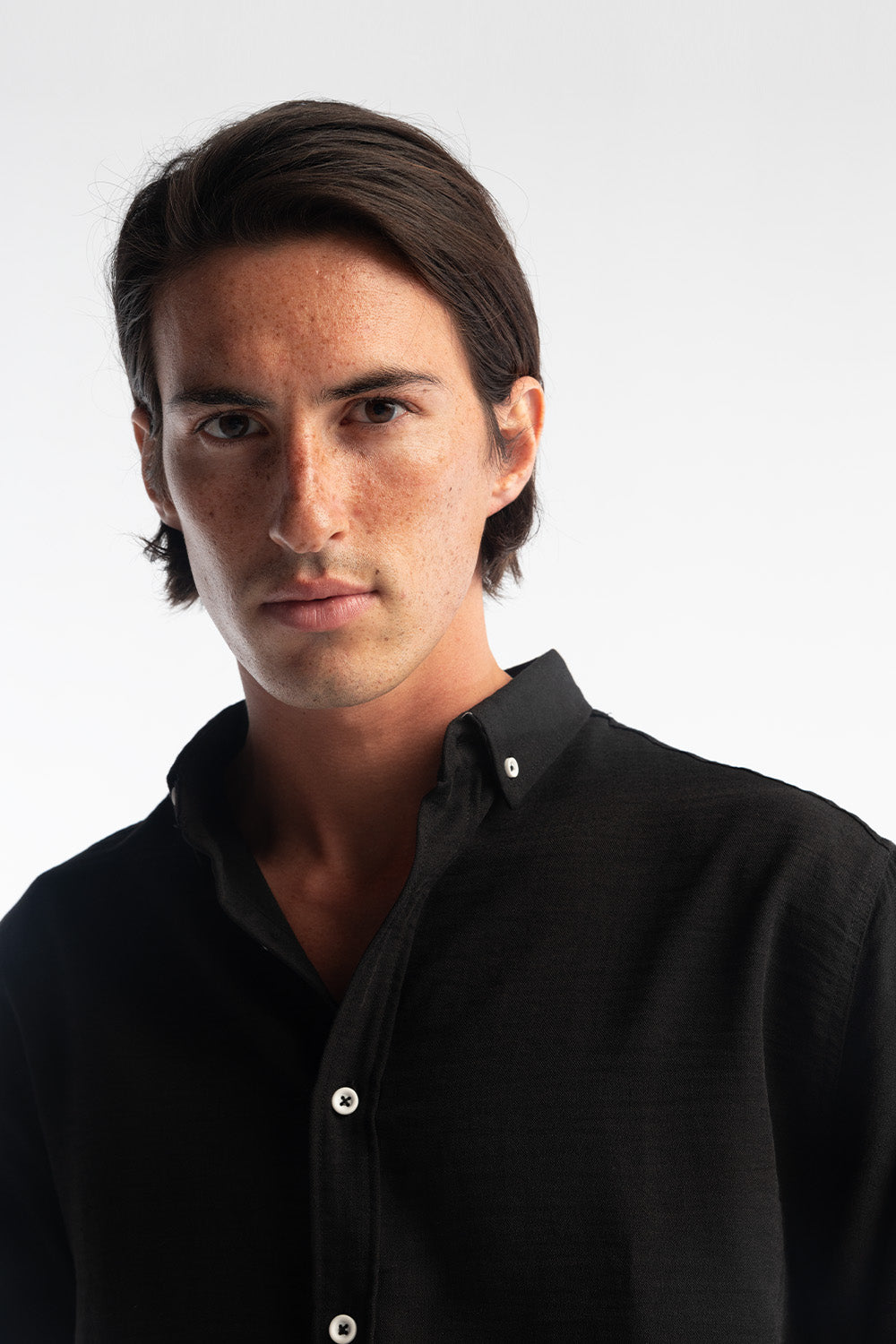 OVERSİZE DÖKÜMLÜ GÖMLEK - SİYAH M