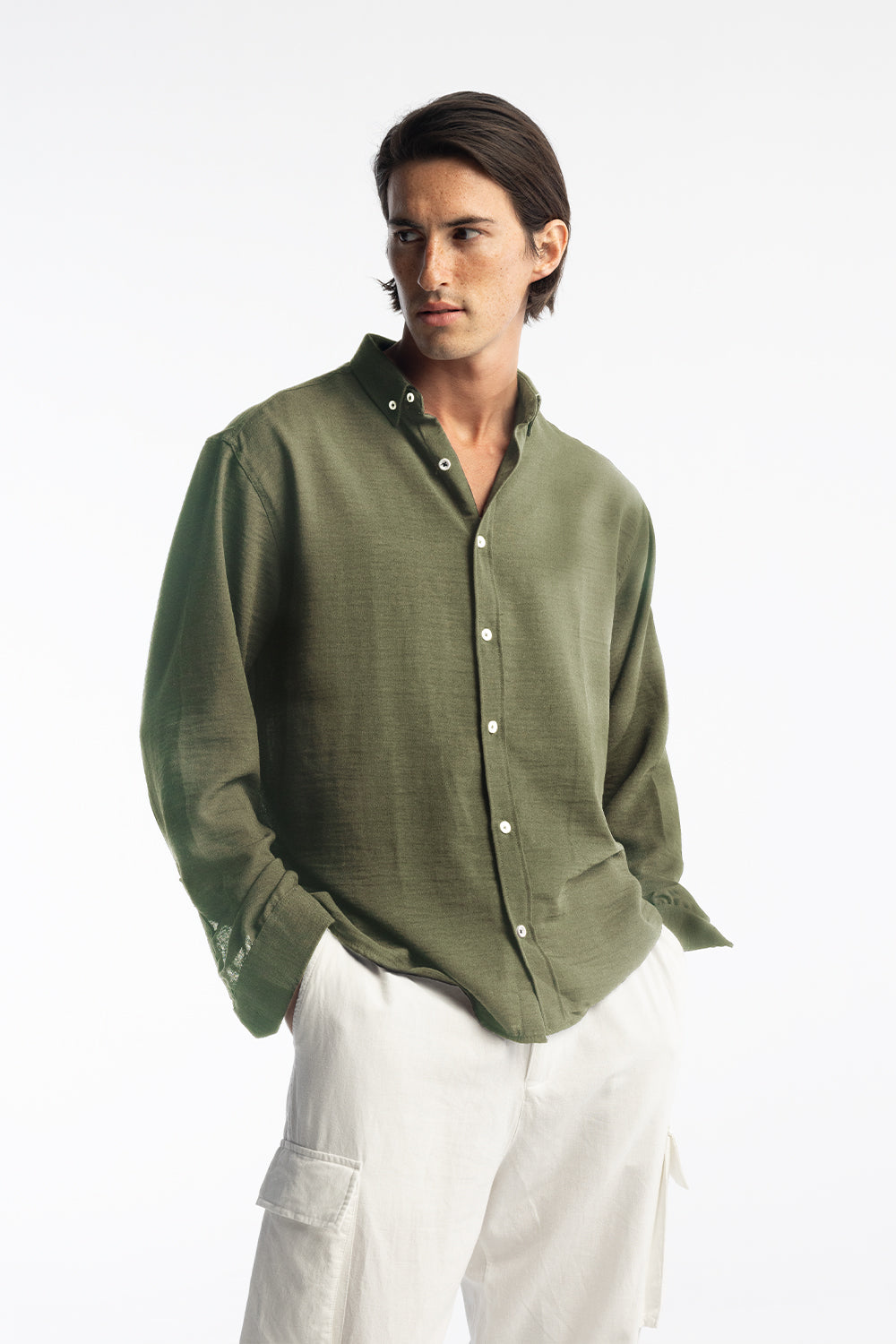 OVERSİZE DÖKÜMLÜ GÖMLEK - HAKİ XL