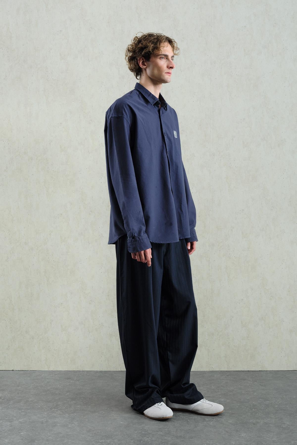 OXFORD NAKIŞLI LACİVERT GÖMLEK