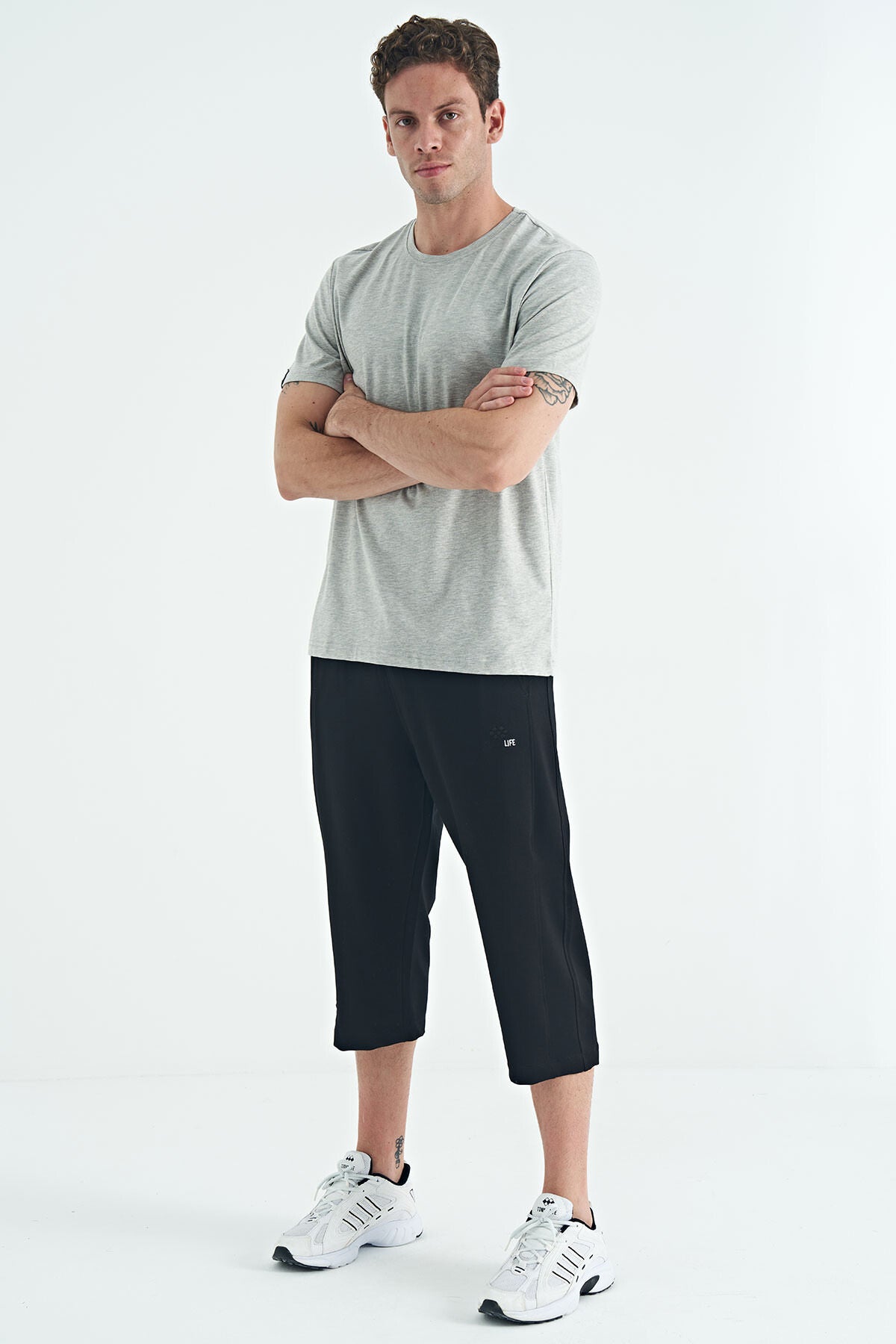 Gri Melanj Erkek Basic Kısa Kol Standart Kalıp O Yaka T-shirt - 87911