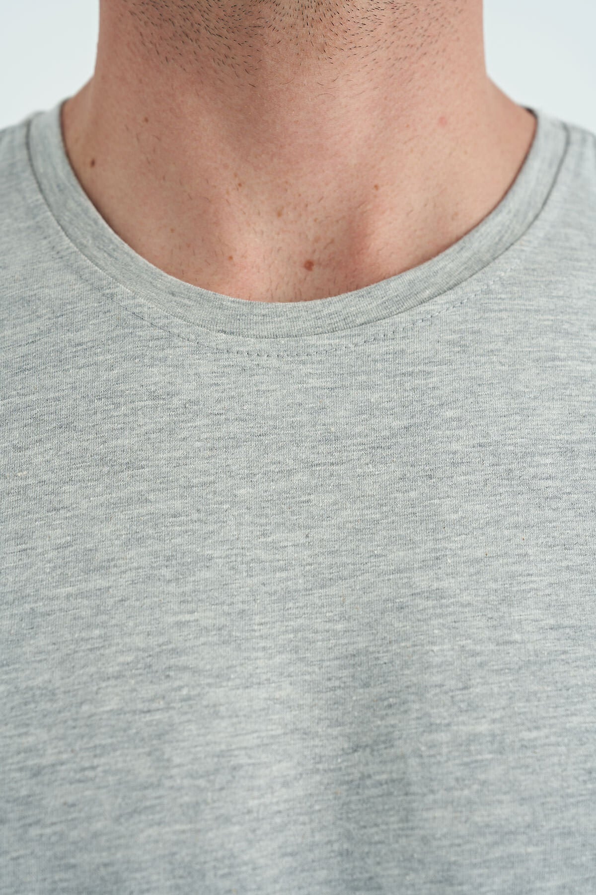 Gri Melanj Erkek Basic Kısa Kol Standart Kalıp O Yaka T-shirt - 87911