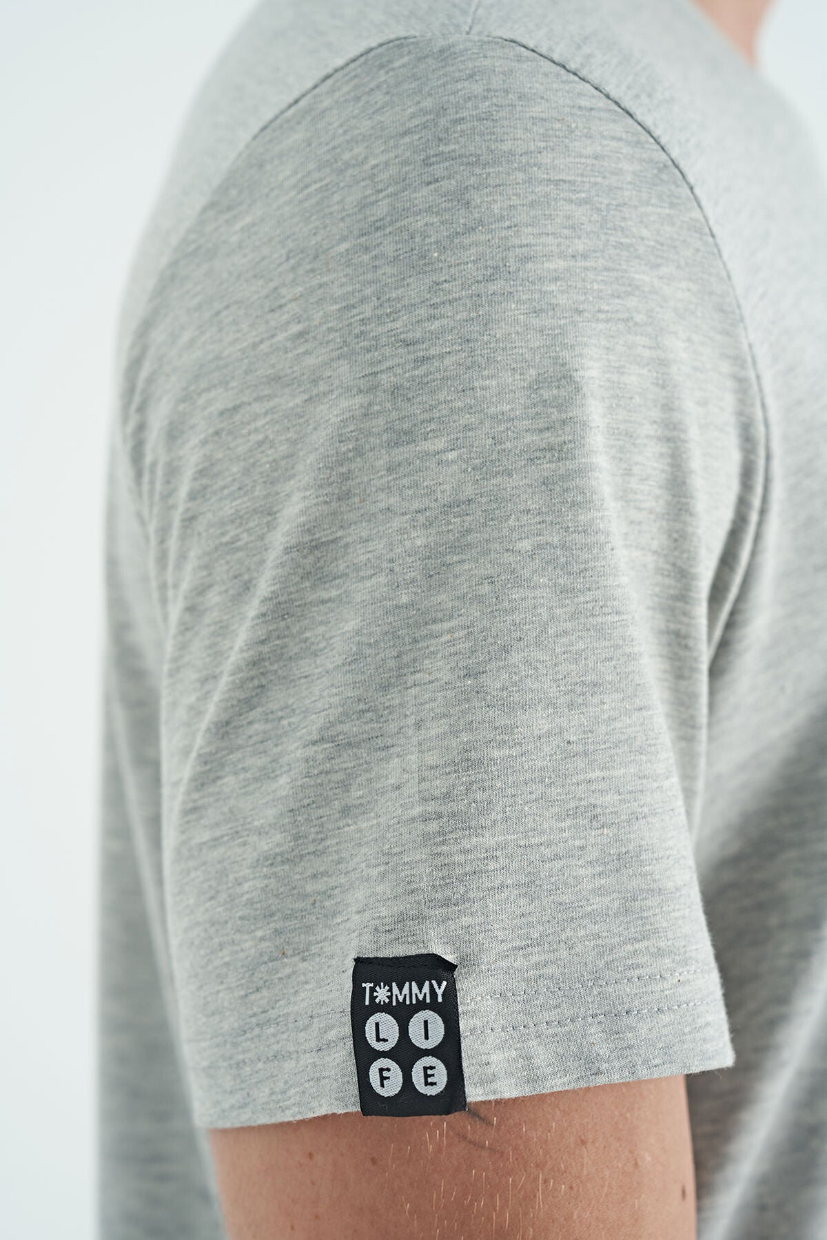 Gri Melanj Erkek Basic Kısa Kol Standart Kalıp O Yaka T-shirt - 87911