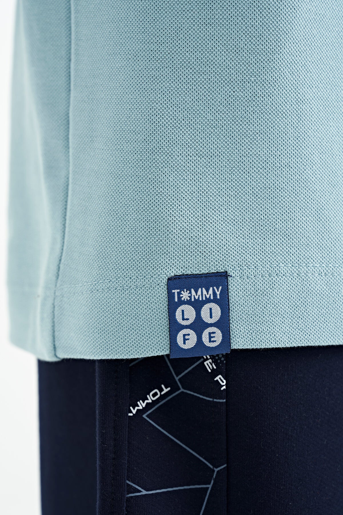 Açık Mavi Baskı Detaylı O Yaka Standart Kalıp Erkek Çocuk T-Shirt - 11117