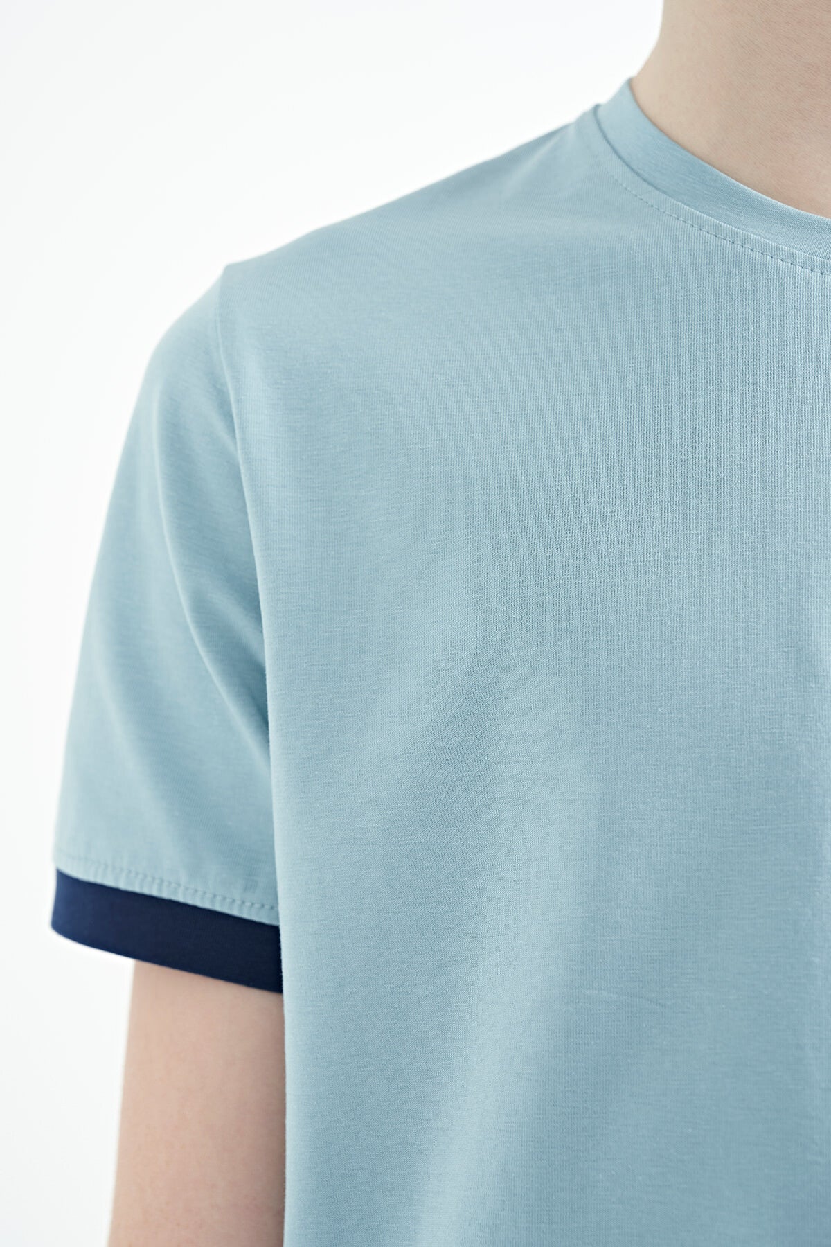 Açık Mavi Baskılı Standart Kalıp O Yaka Erkek Çocuk T-Shirt - 11097