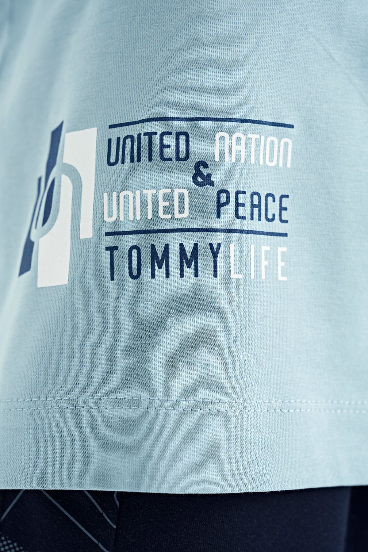 Açık Mavi Baskılı Standart Kalıp O Yaka Erkek Çocuk T-Shirt - 11097