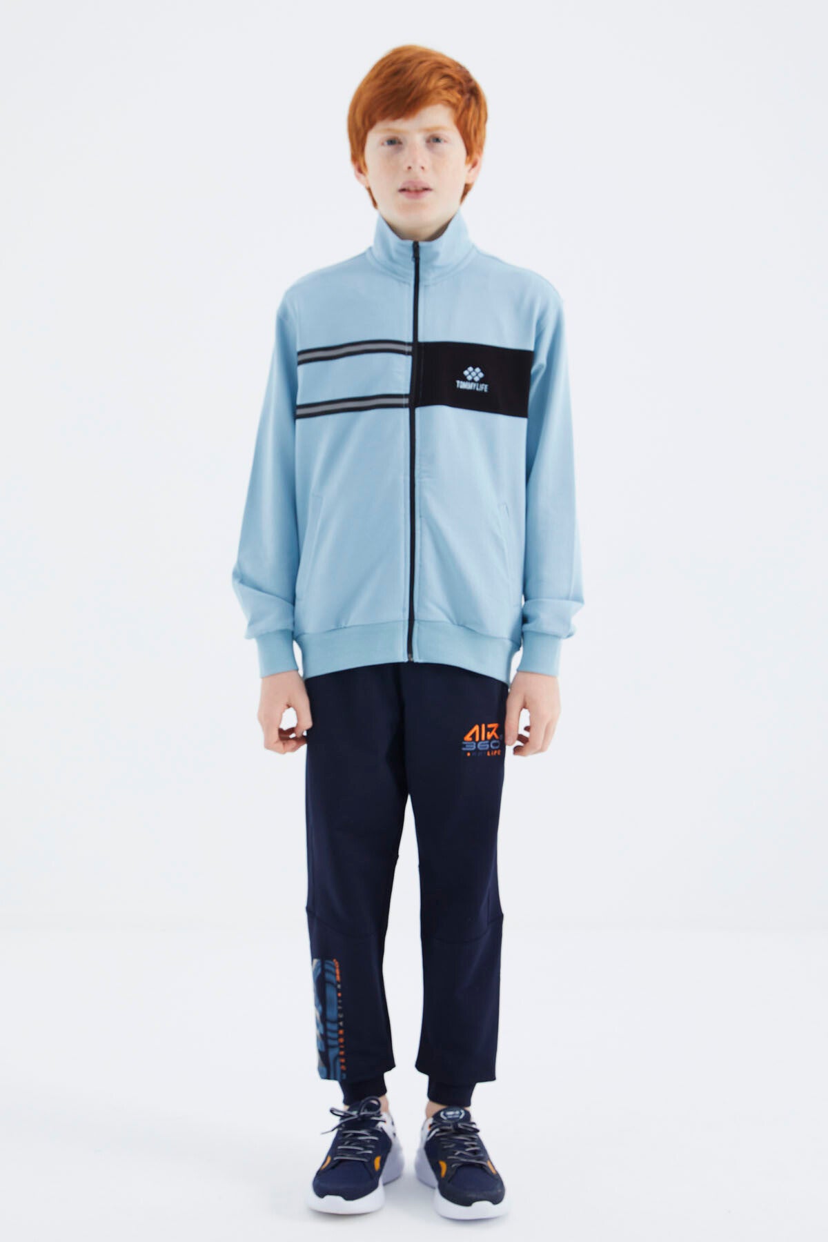 Açık Mavi Dik Yaka Erkek Çocuk Sweatshirt - 11183