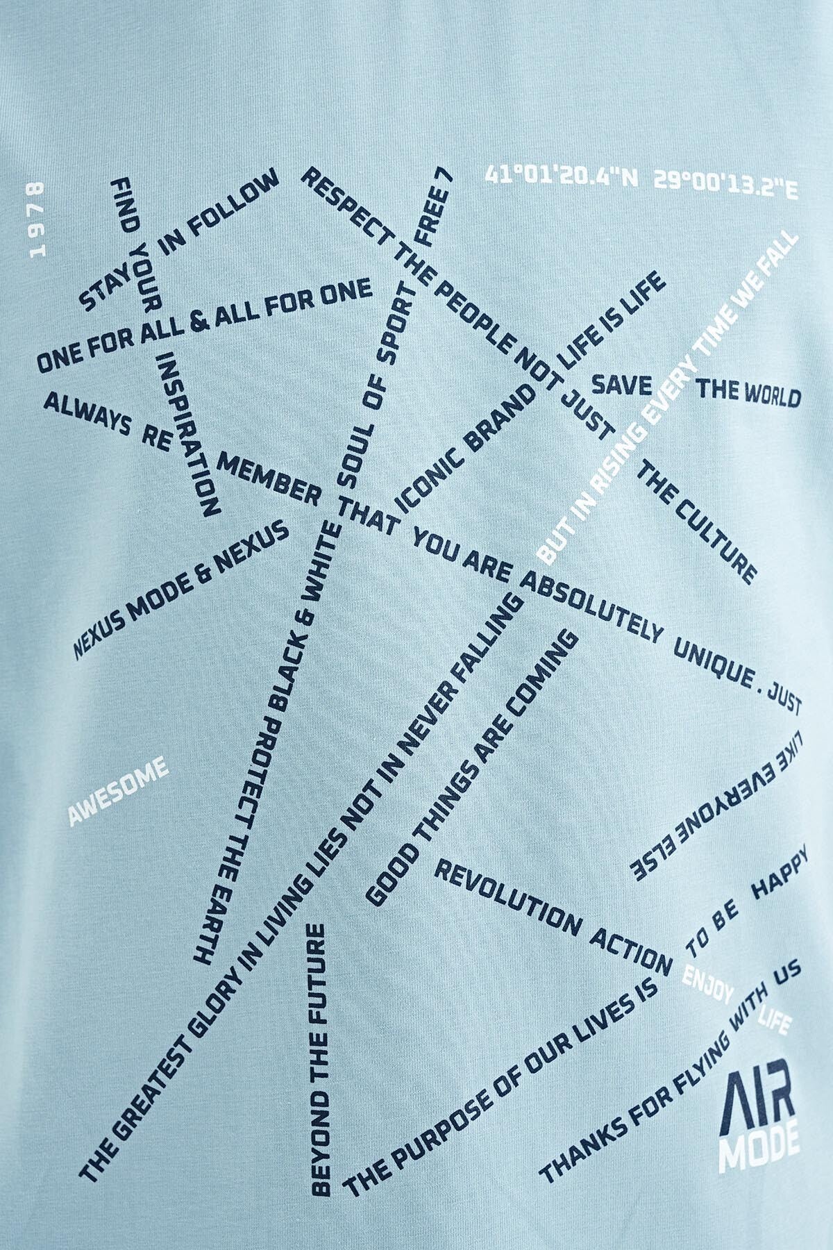 Açık Mavi Minimal Yazı Baskılı Standart Kalıp O Yaka Erkek Çocuk T-Shirt - 11132