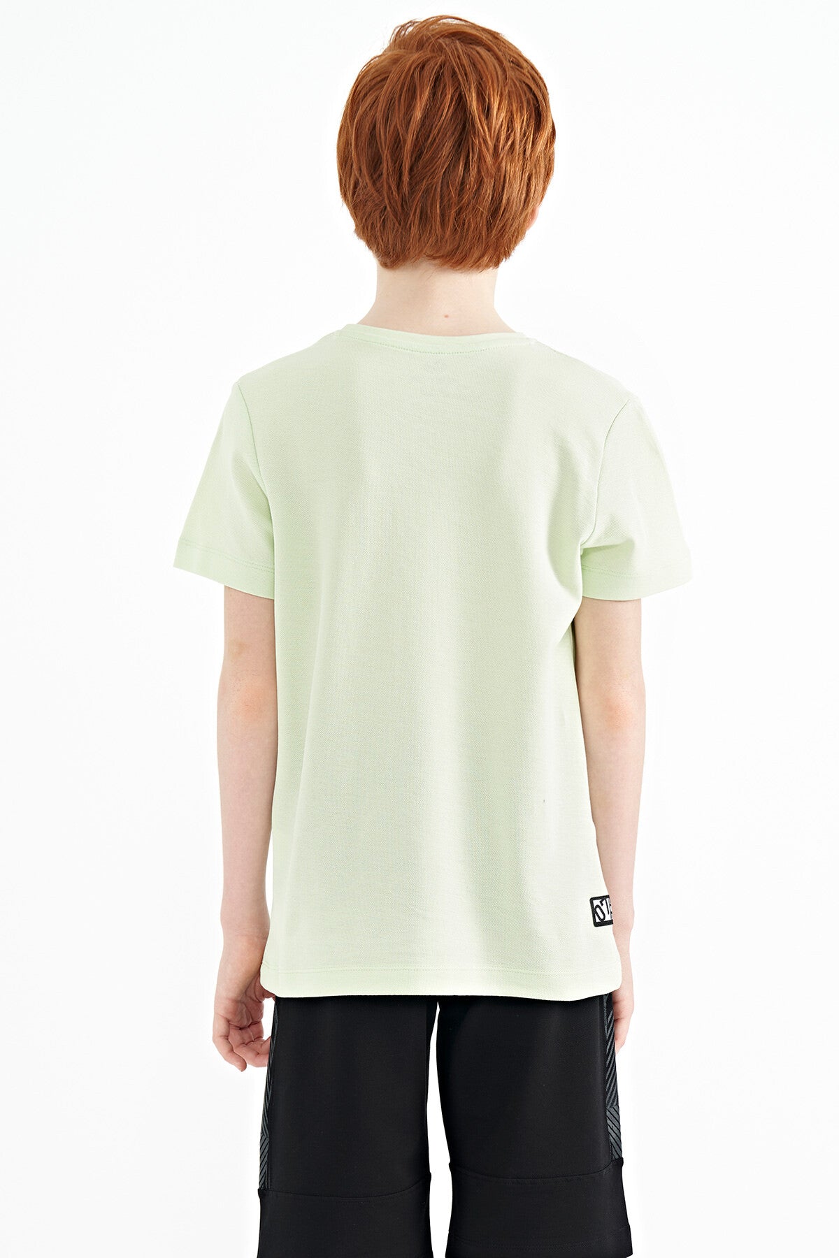 Açık Yeşil Cep Detaylı O Yaka Standart Kalıp Erkek Çocuk T-Shirt - 11120