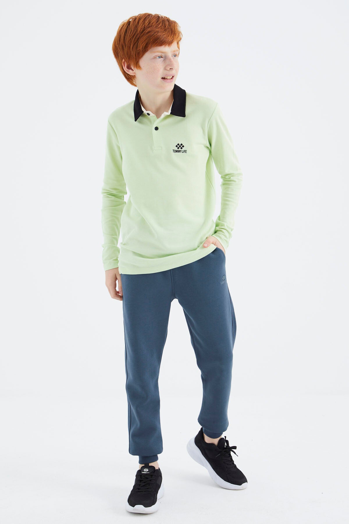 Açık Yeşil Polo Yaka Basic Erkek Çocuk T-Shirt - 11171