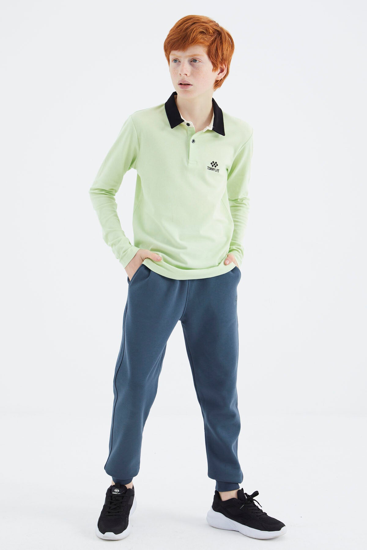 Açık Yeşil Polo Yaka Basic Erkek Çocuk T-Shirt - 11171
