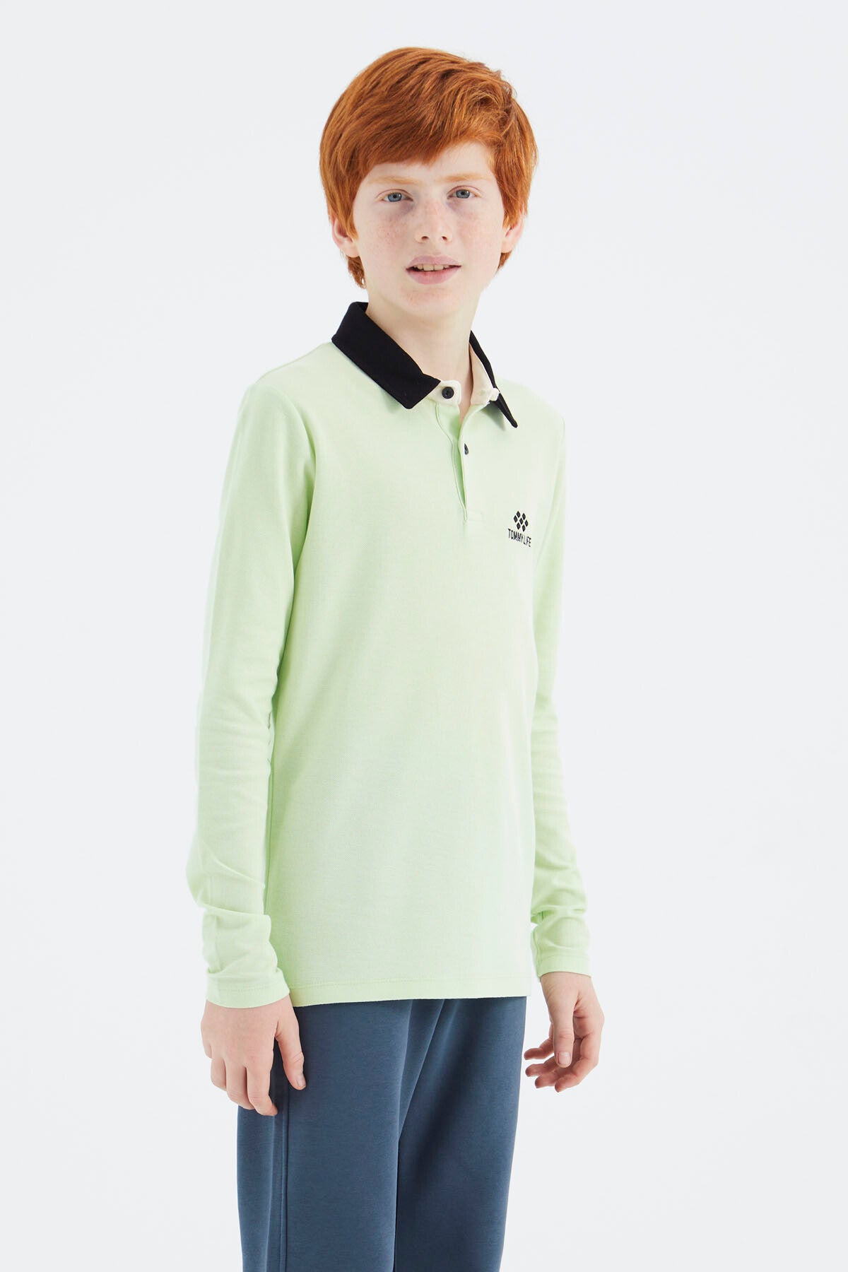 Açık Yeşil Polo Yaka Basic Erkek Çocuk T-Shirt - 11171
