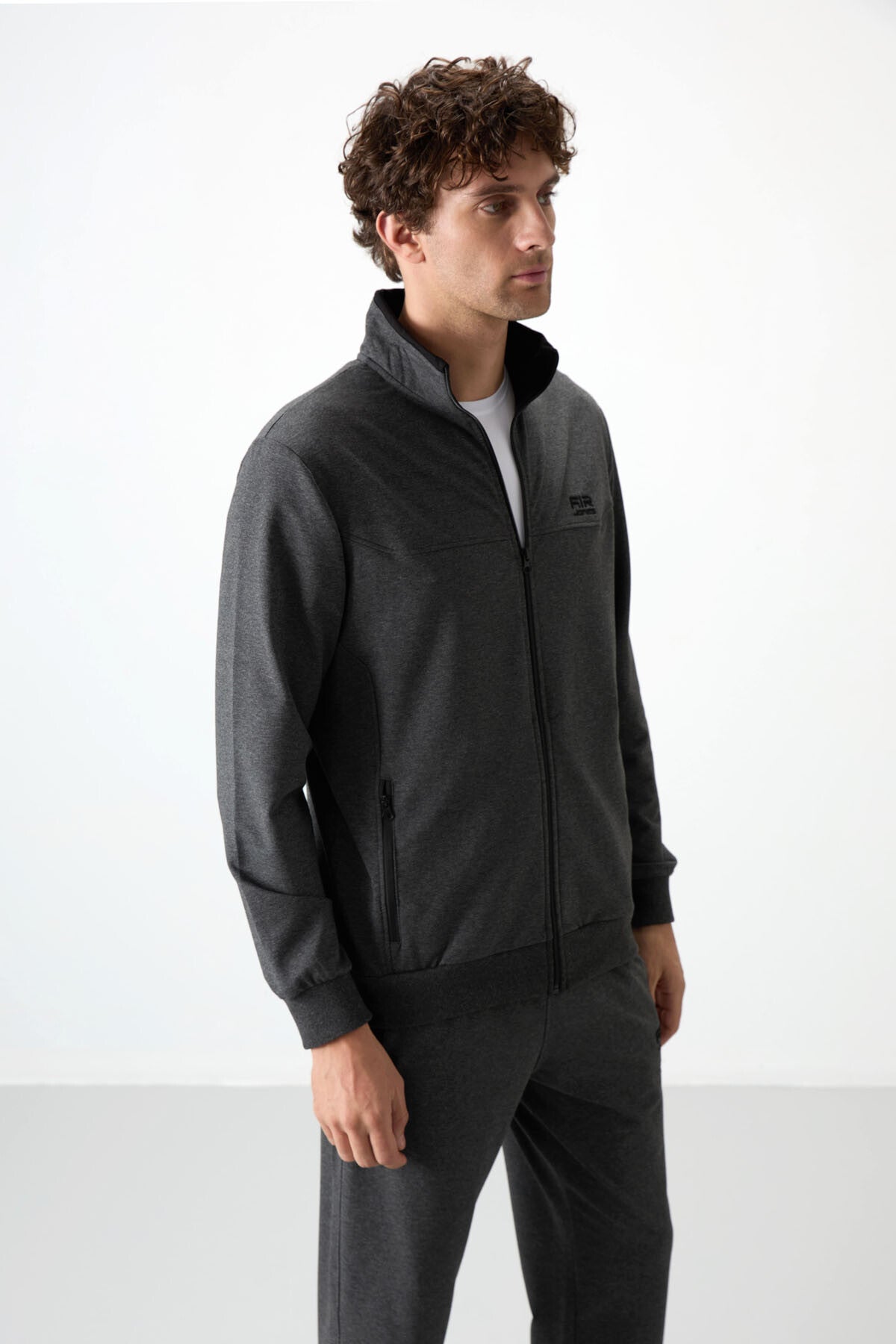 Troy Antrasit Melanj Standart Kalıp Erkek Eşofman Takım - 85196