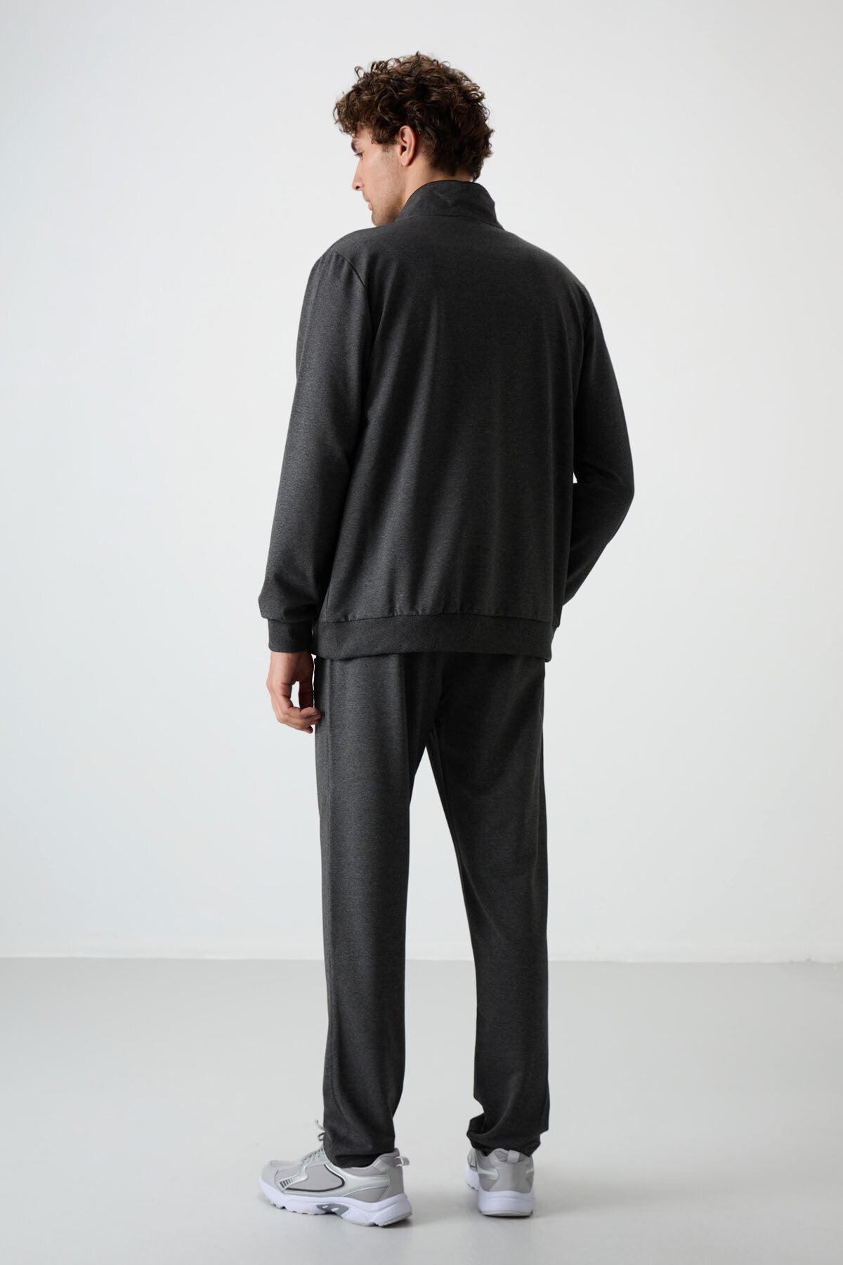 Troy Antrasit Melanj Standart Kalıp Erkek Eşofman Takım - 85196