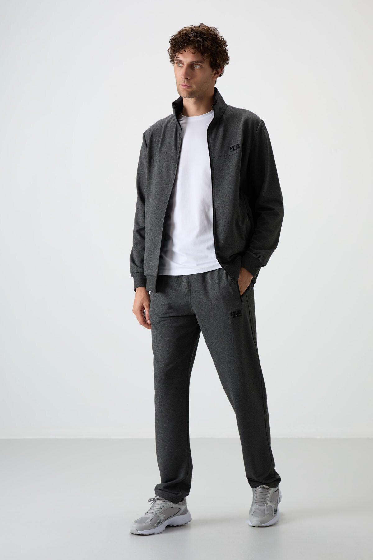 Troy Antrasit Melanj Standart Kalıp Erkek Eşofman Takım - 85196