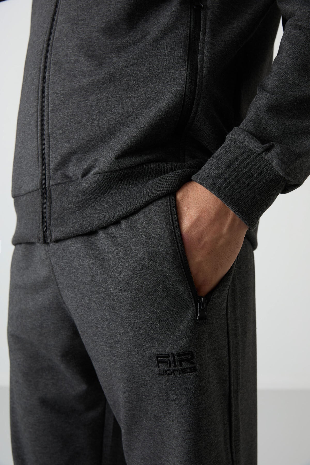 Troy Antrasit Melanj Standart Kalıp Erkek Eşofman Takım - 85196