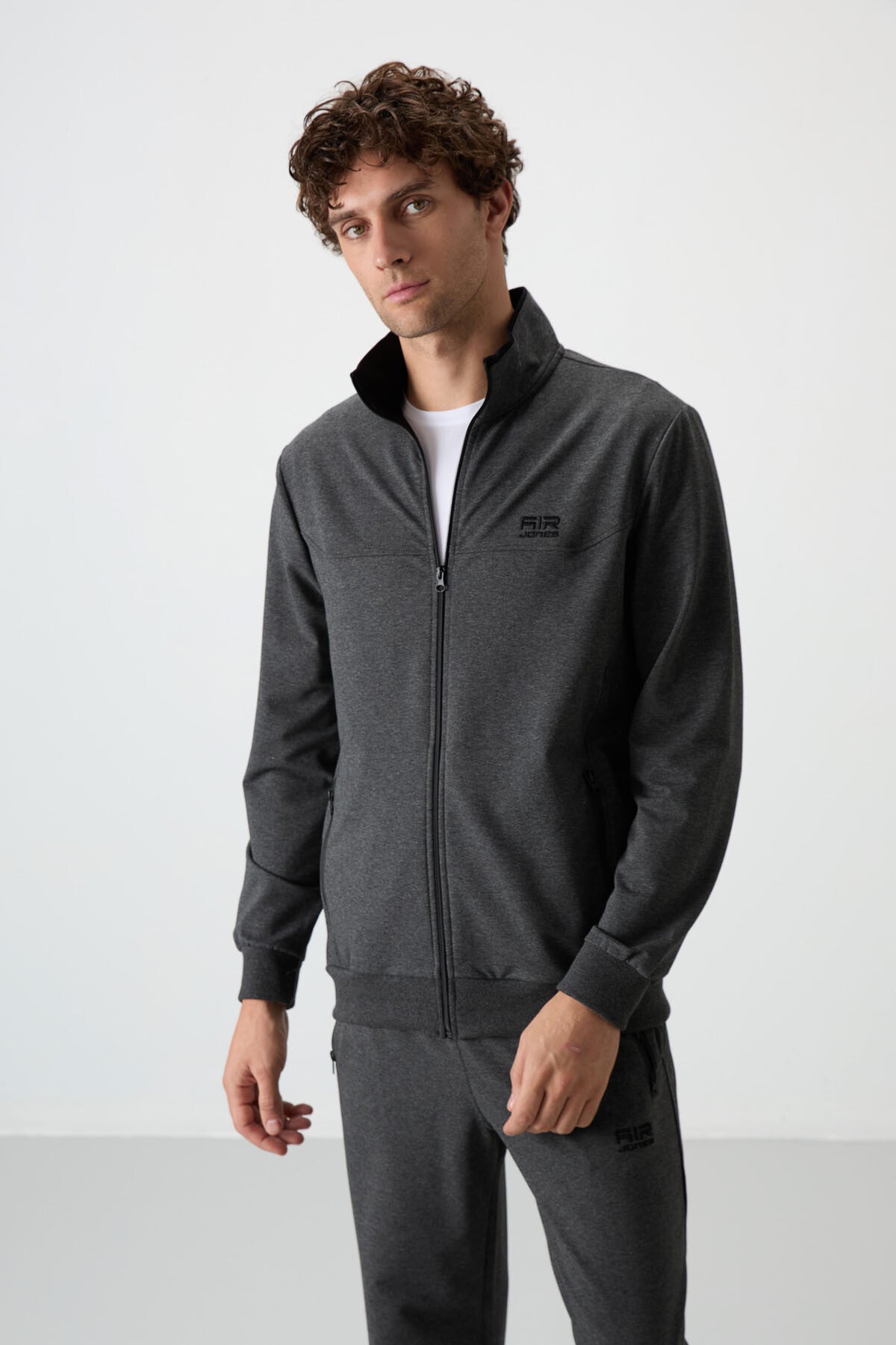 Troy Antrasit Melanj Standart Kalıp Erkek Eşofman Takım - 85196