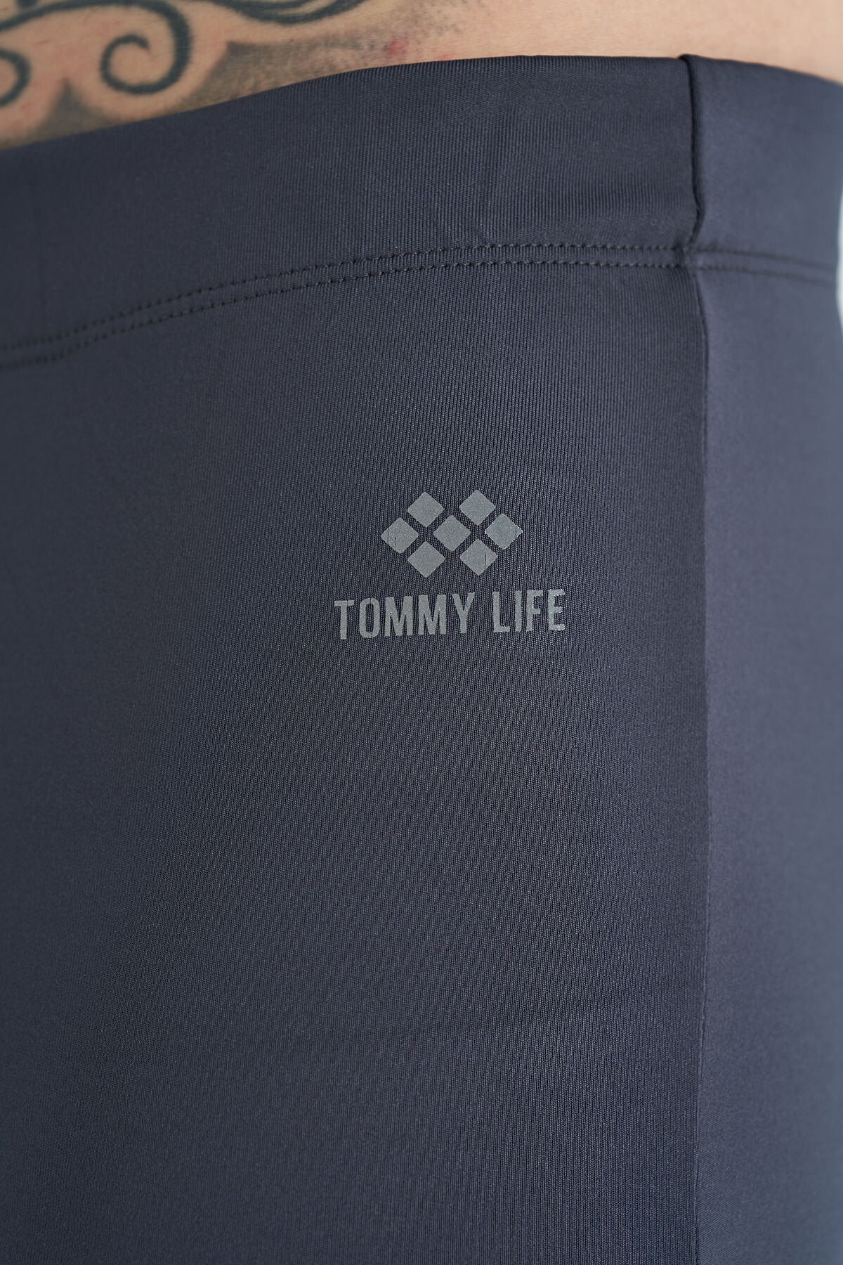 Antrasit Arka Bilek Baskı Detaylı Yüksek Bel Slim Fit Aktif Spor Erkek Tayt - 84988