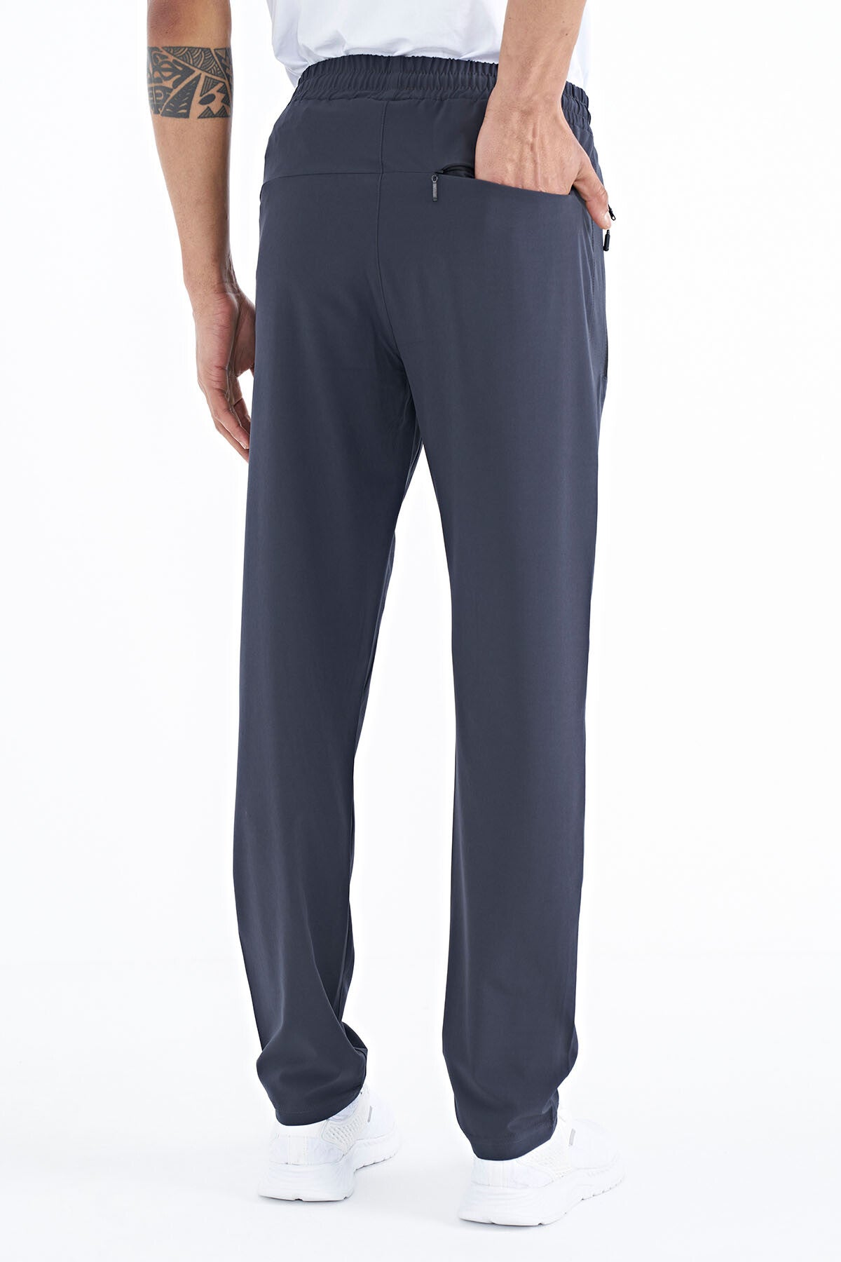 Antrasit Erkek Fermuarlı Üç Cepli Standart Kalıp Klasik Paça Eşofman Alt - 84768