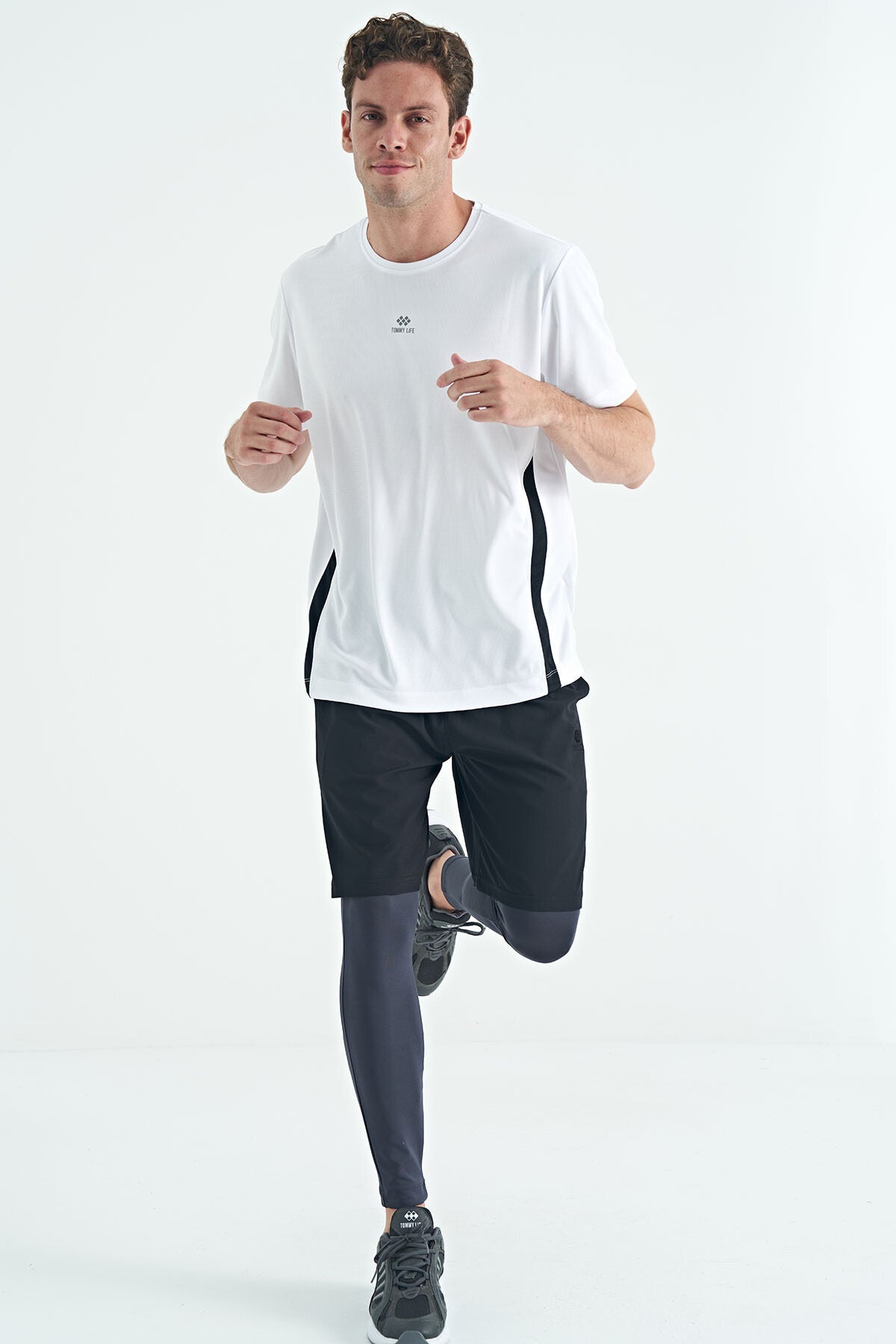 Antrasit Logo Baskılı Yüksek Bel Slim Fit Aktif Spor Erkek Tayt - 84989