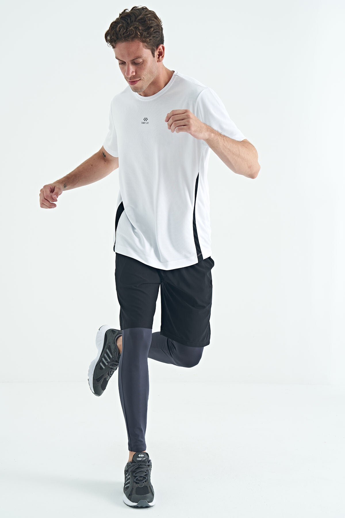 Antrasit Logo Baskılı Yüksek Bel Slim Fit Aktif Spor Erkek Tayt - 84989