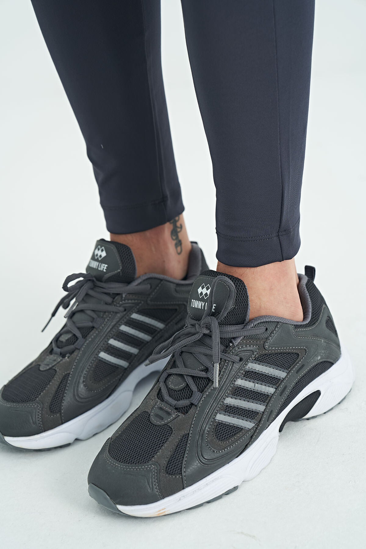 Antrasit Logo Baskılı Yüksek Bel Slim Fit Aktif Spor Erkek Tayt - 84989