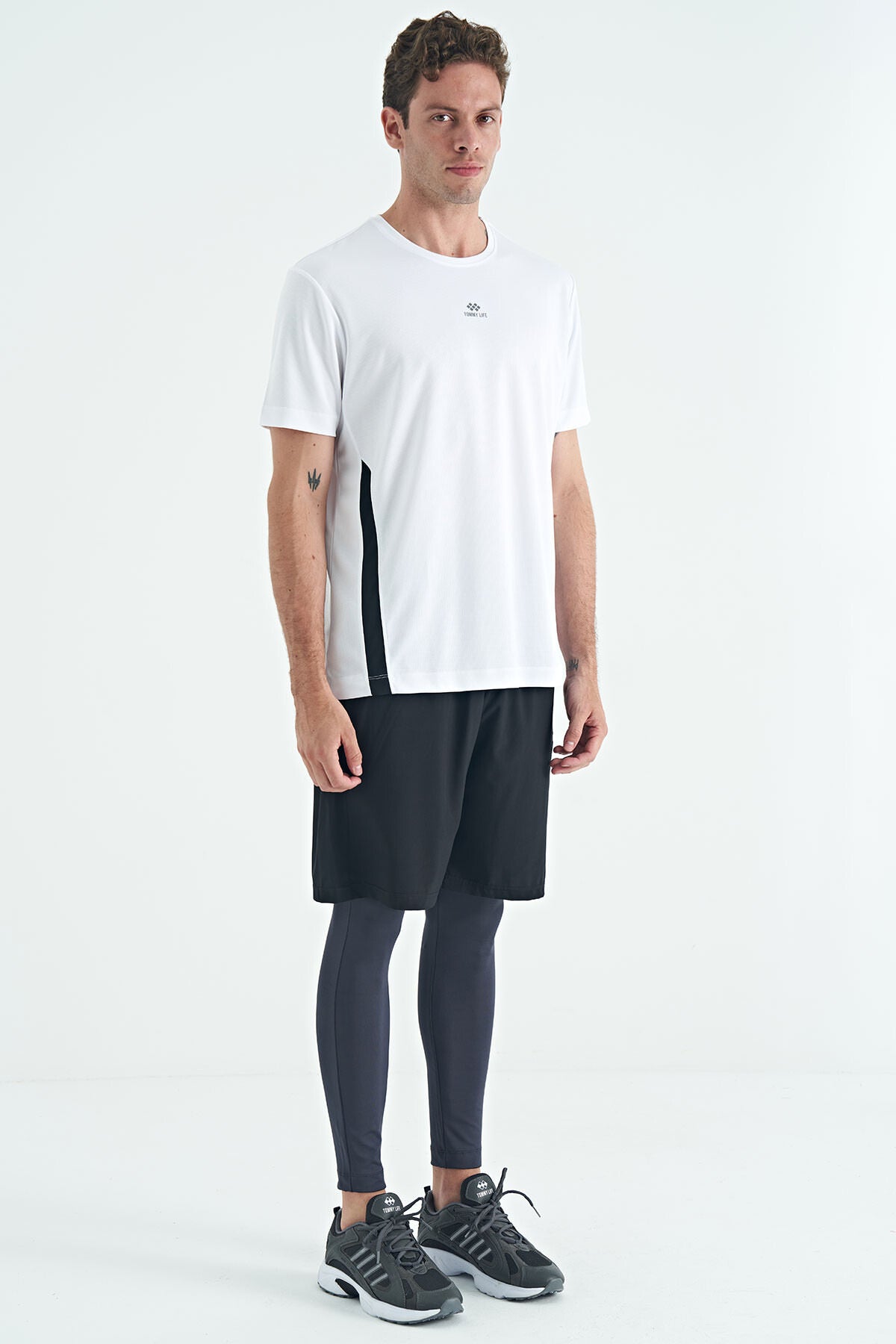 Antrasit Logo Baskılı Yüksek Bel Slim Fit Aktif Spor Erkek Tayt - 84989