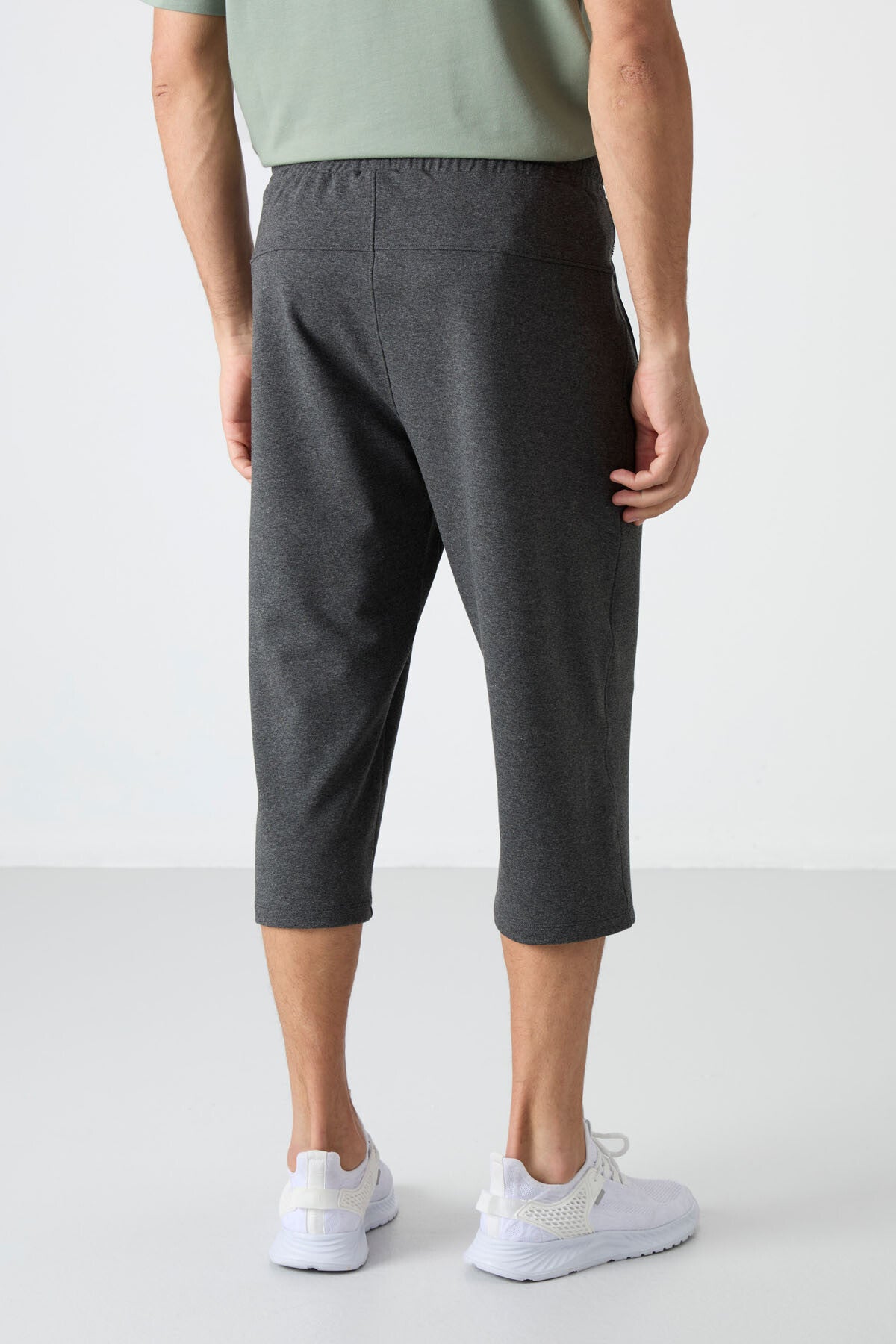 Antrasit Melanj Fermuar Cepli Standart Kalıp Klasik Paça Erkek Kapri - 83091