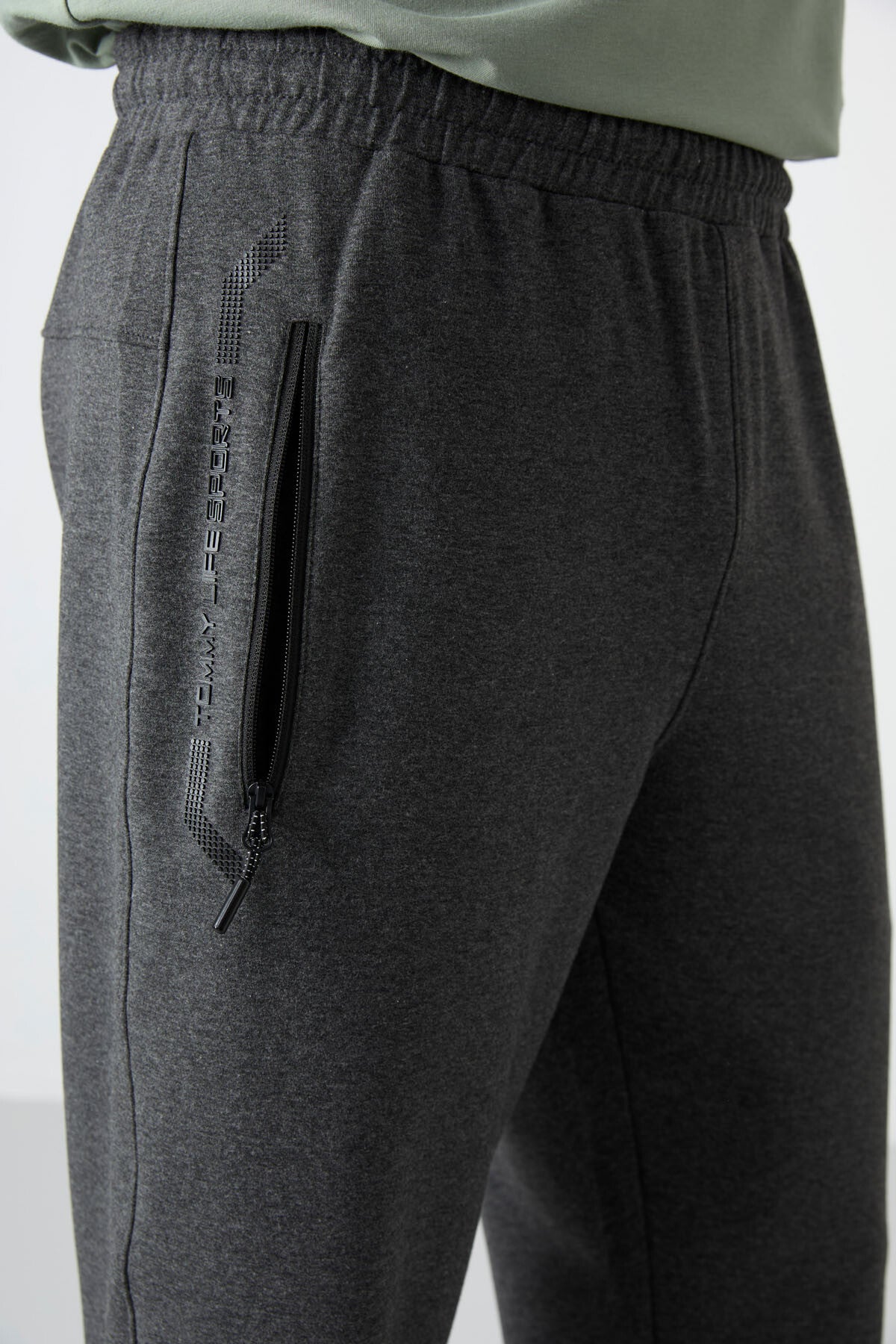 Antrasit Melanj Fermuar Cepli Standart Kalıp Klasik Paça Erkek Kapri - 83091