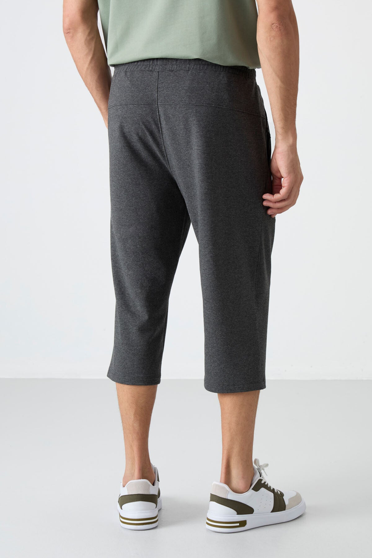 Antrasit Melanj Ön Cep Detaylı Standart Kalıp Klasik Paça Erkek Kapri - 83092