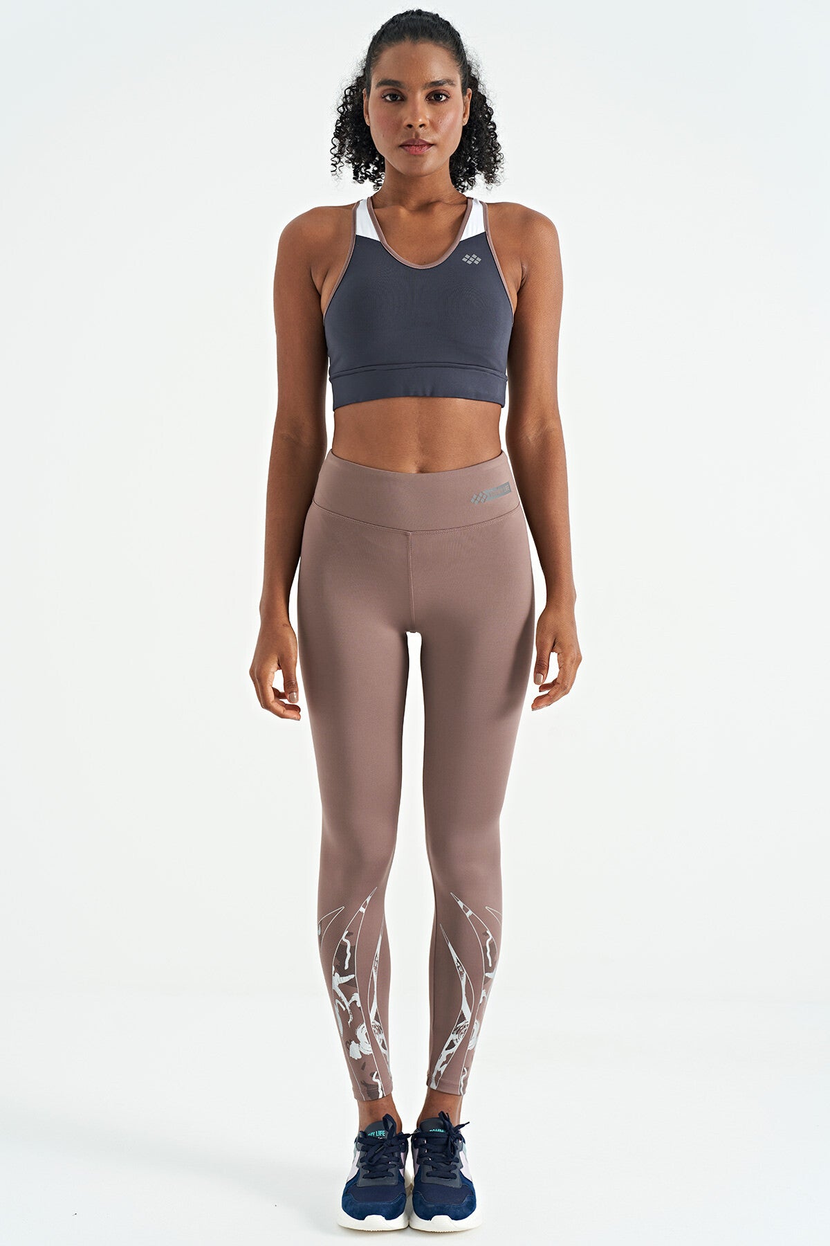 Antrasit Renk Bloklu Sırt Baskı Detaylı Dar Kalıp Kadın Büstiyer - 97253