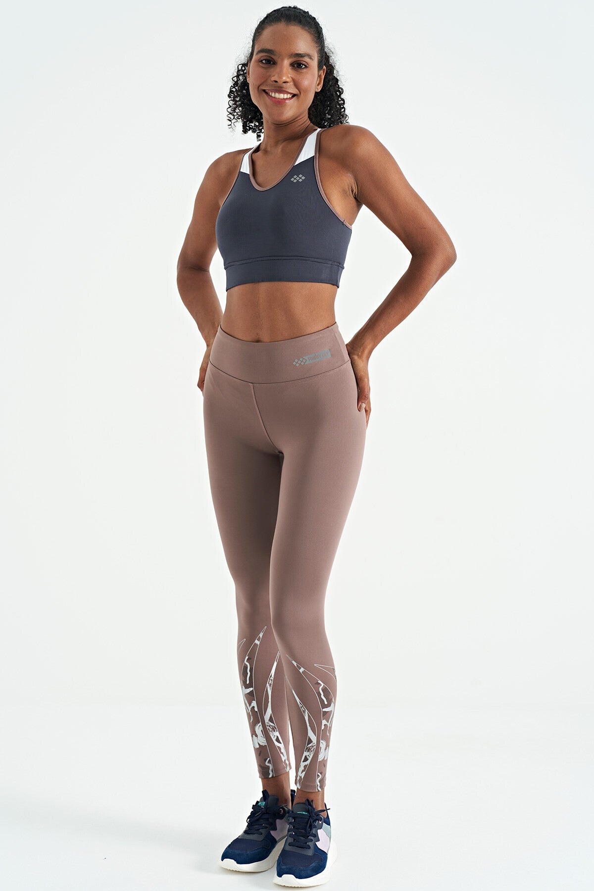 Antrasit Renk Bloklu Sırt Baskı Detaylı Dar Kalıp Kadın Büstiyer - 97253