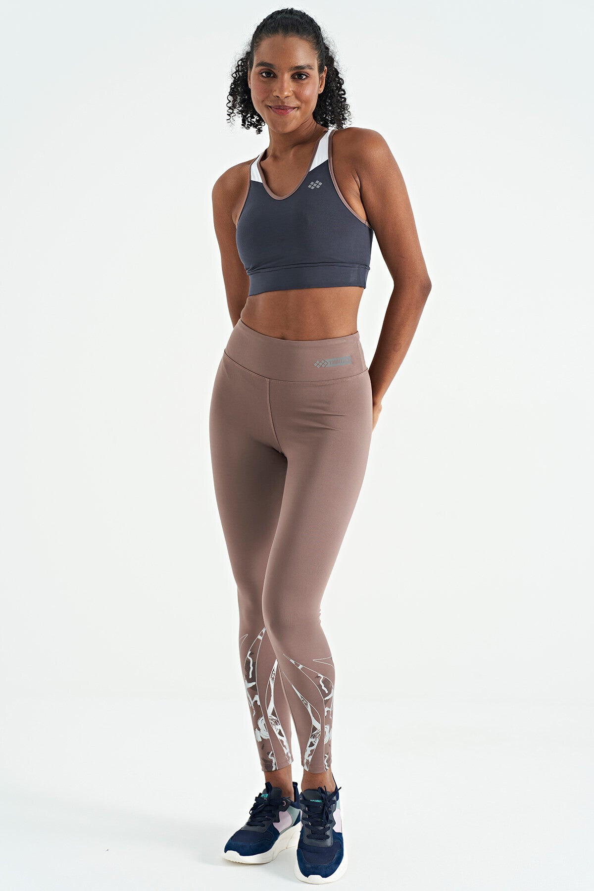 Antrasit Renk Bloklu Sırt Baskı Detaylı Dar Kalıp Kadın Büstiyer - 97253