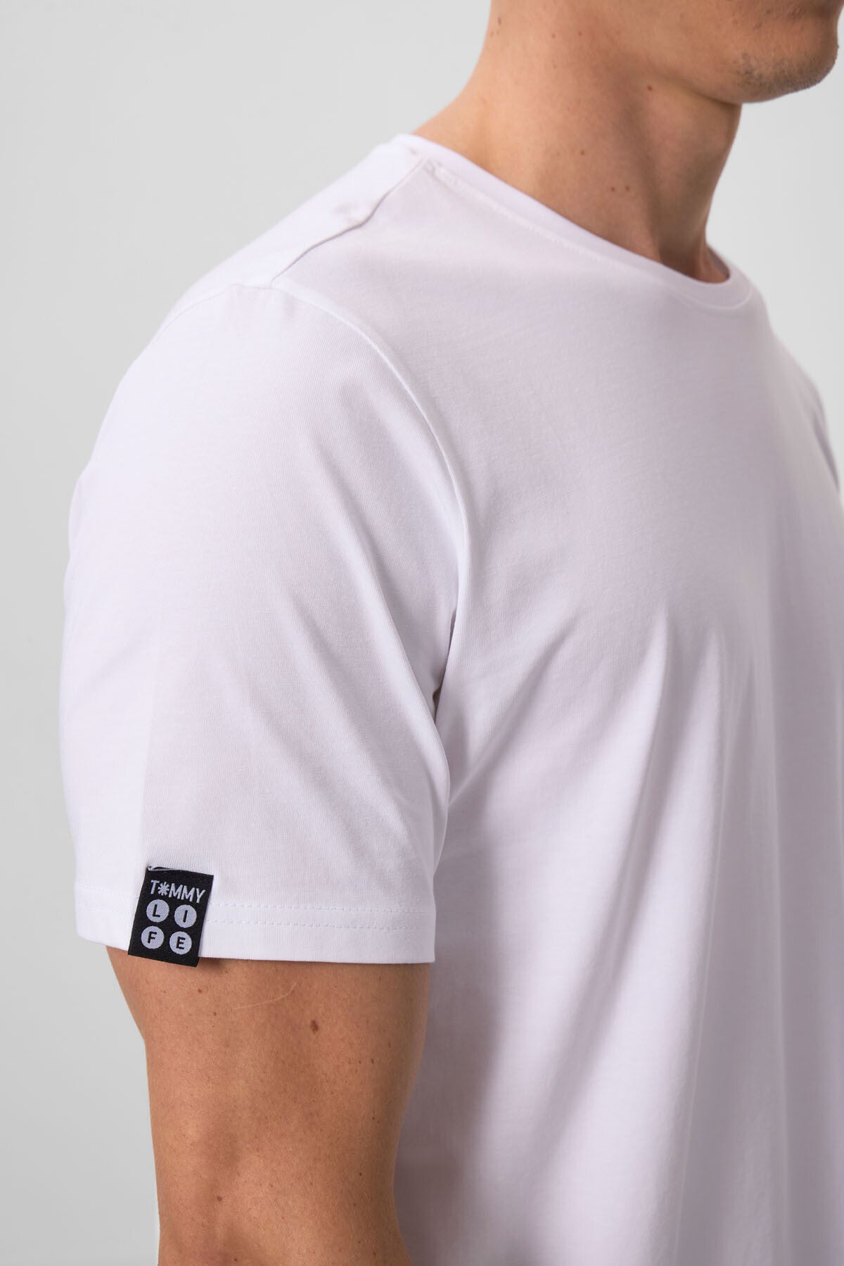 Beyaz Erkek Basic Kısa Kol Standart Kalıp O Yaka T-shirt - 87911