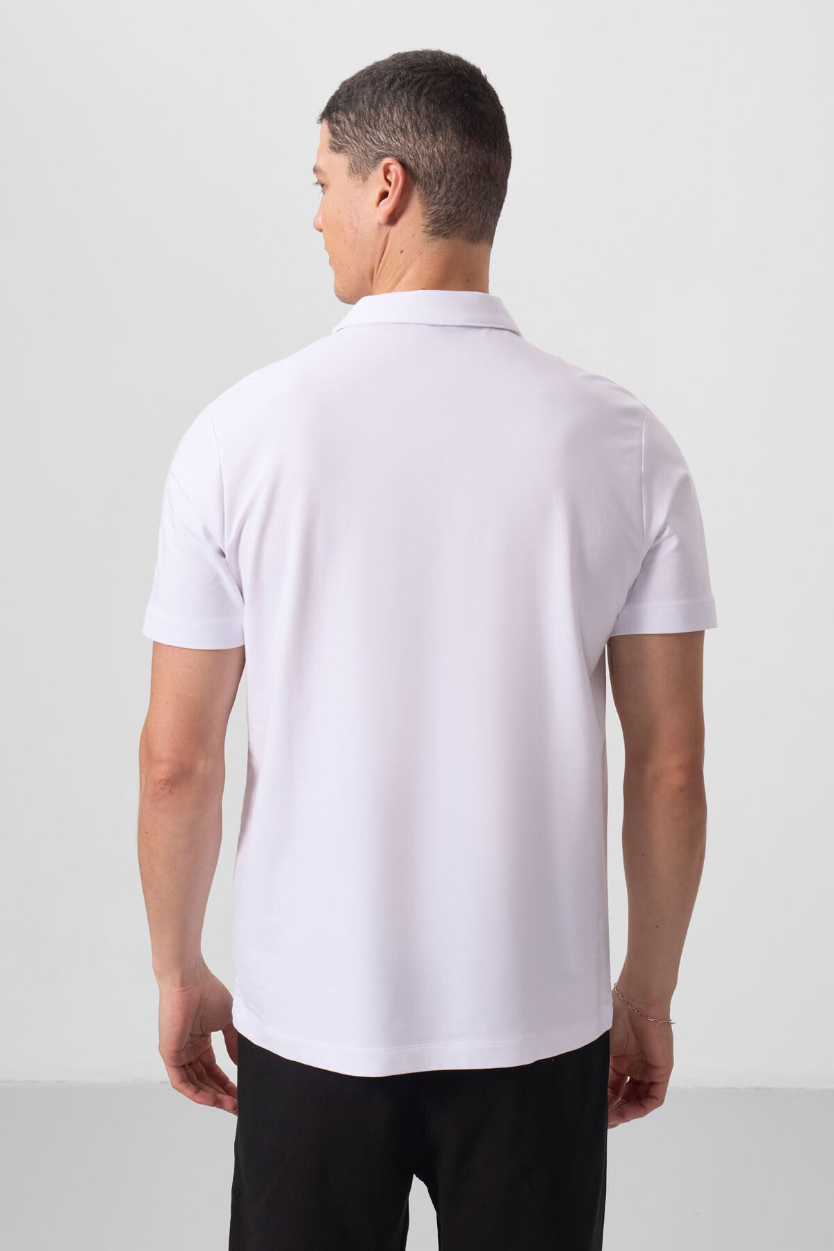Beyaz Standart Kalıp Basic Polo Yaka Erkek T-Shirt - 87768