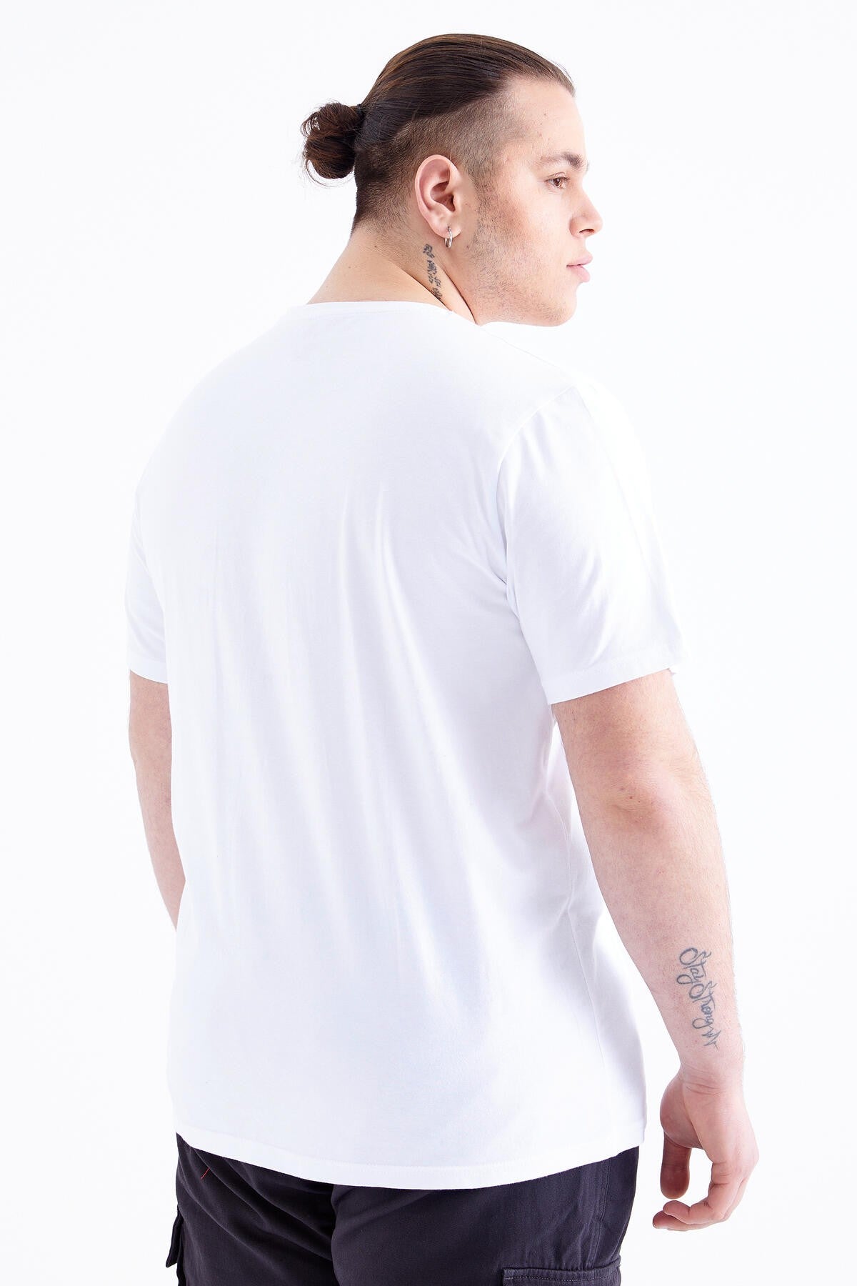 Beyaz Basic Kısa Kol O Yaka Büyük Beden Erkek T-Shirt - 88072