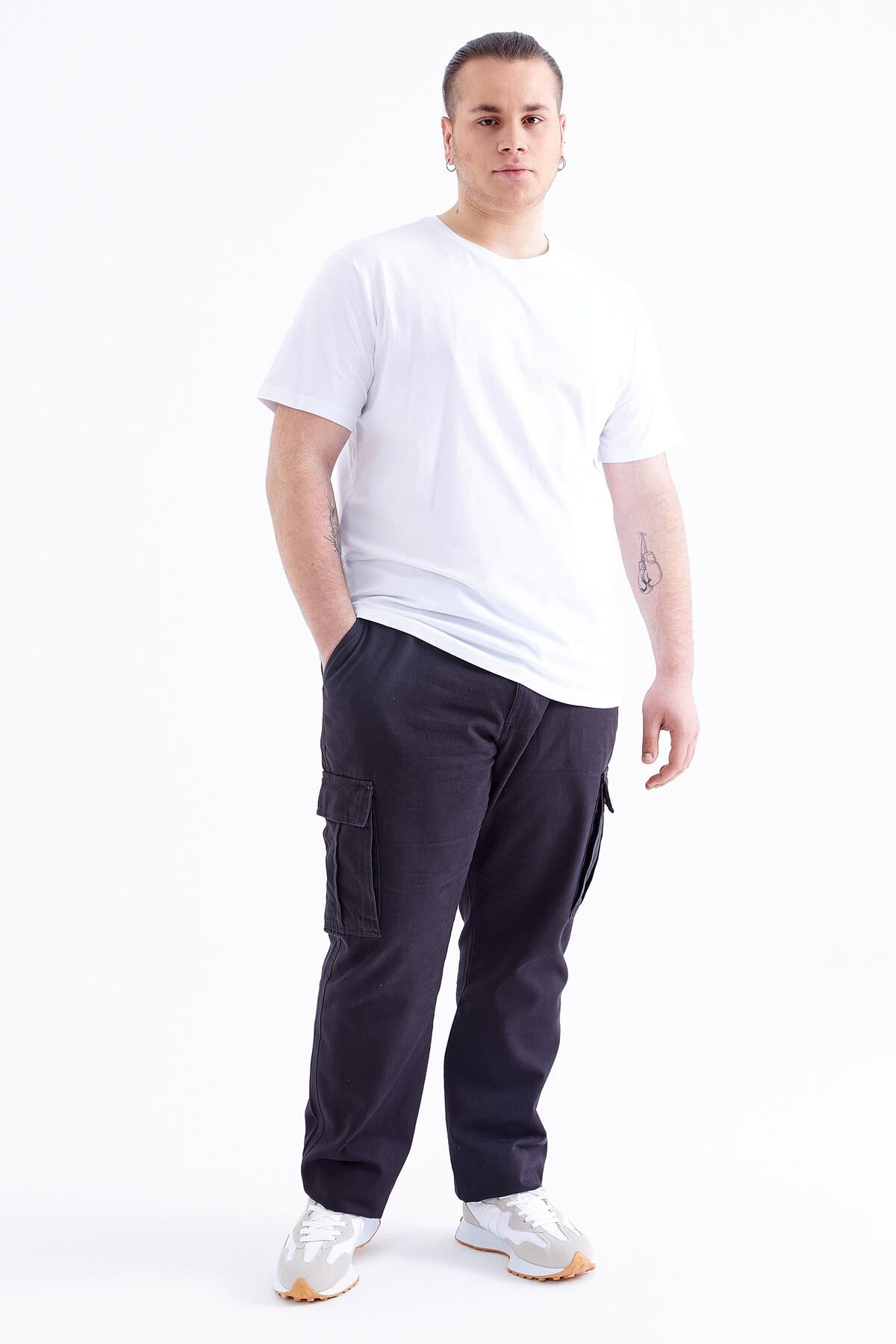Beyaz Basic Kısa Kol O Yaka Büyük Beden Erkek T-Shirt - 88072