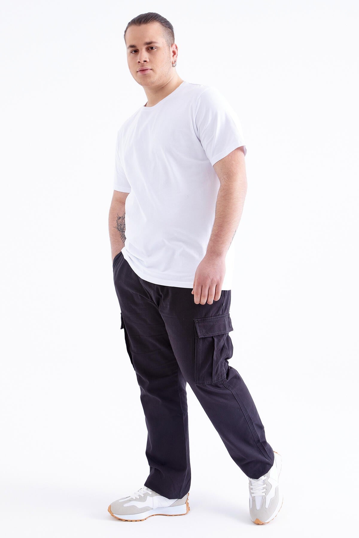 Beyaz Basic Kısa Kol O Yaka Büyük Beden Erkek T-Shirt - 88072